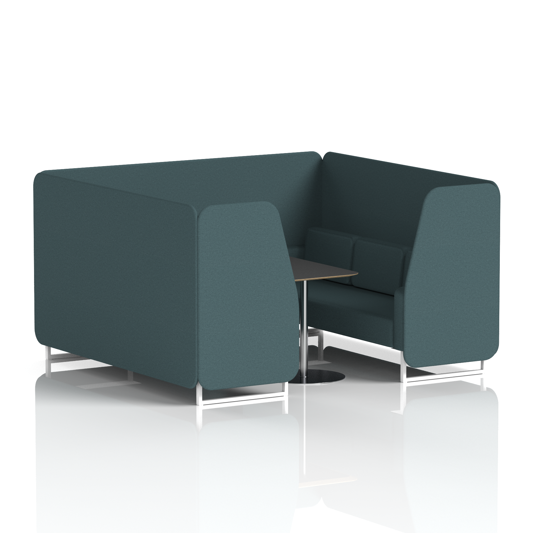 Brixworth Booth With White Legs And Black Table In Single Tone 4 Seater Wed Panels And Sofa Band 4 - Synergy