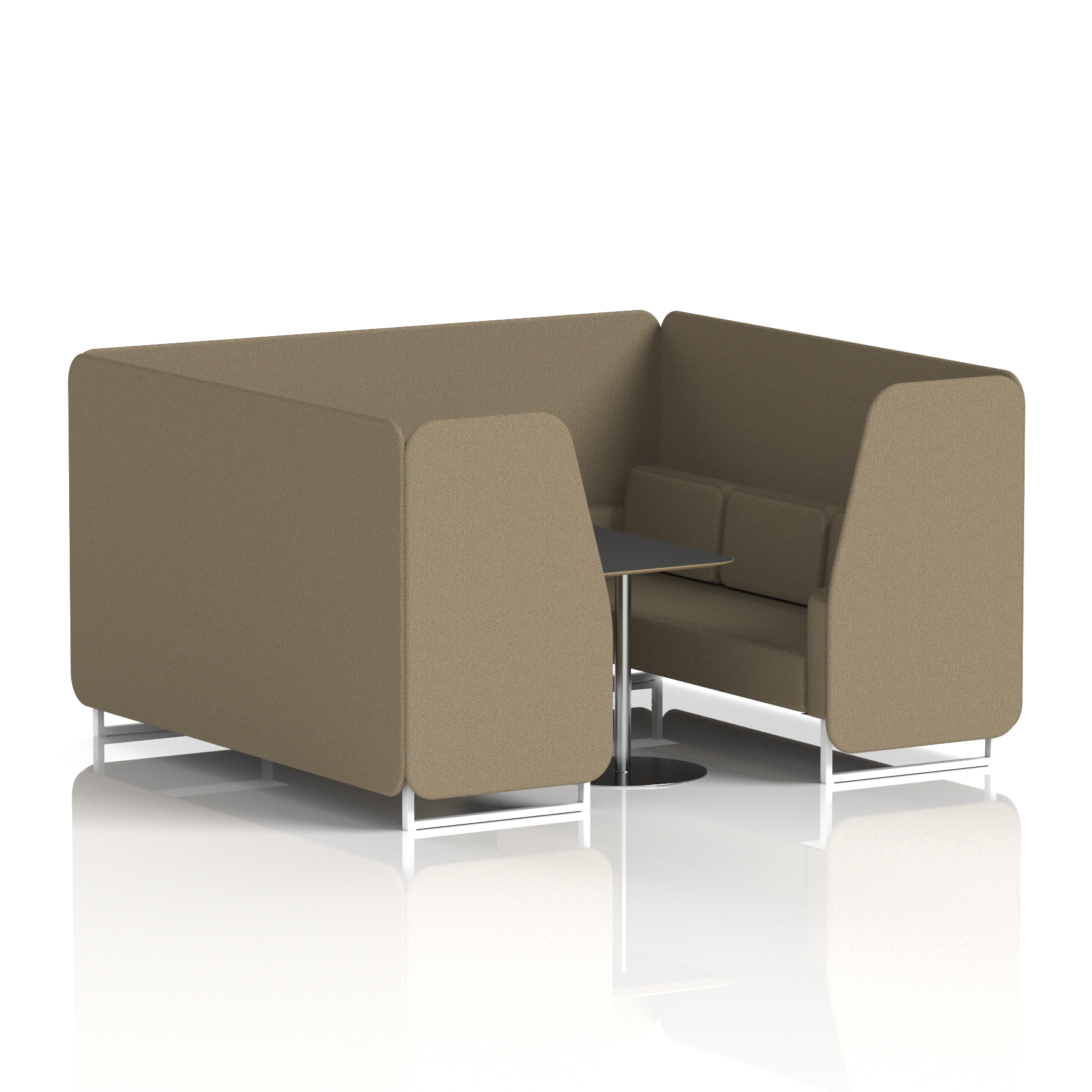 Brixworth Booth With White Legs And Black Table In Single Tone 2 Seater Handa Panels And Sofa Band 5 - Sumi