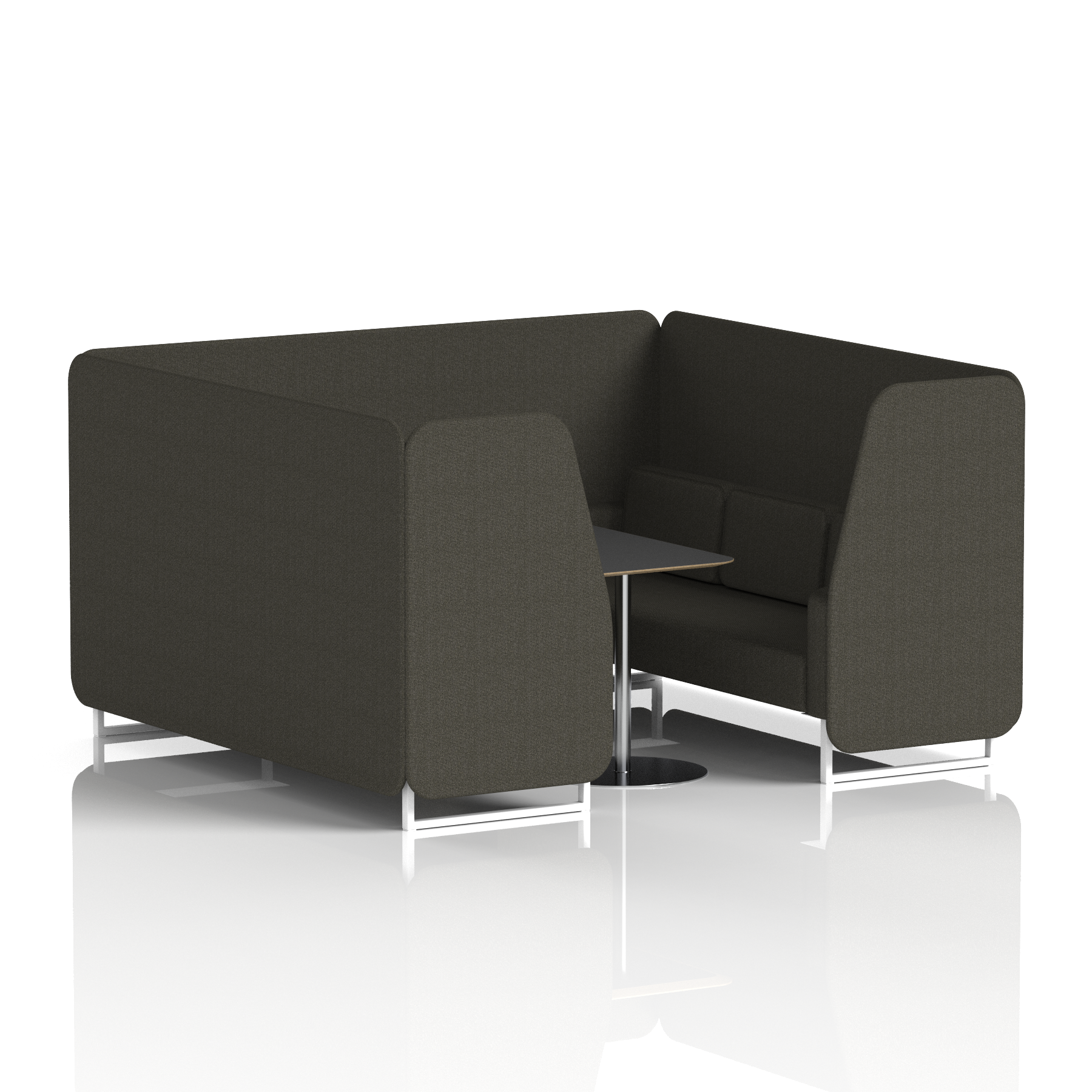 Brixworth Booth With White Legs And Black Table In Single Tone 2 Seater Kobe Panels And Sofa Band 5 - Sumi