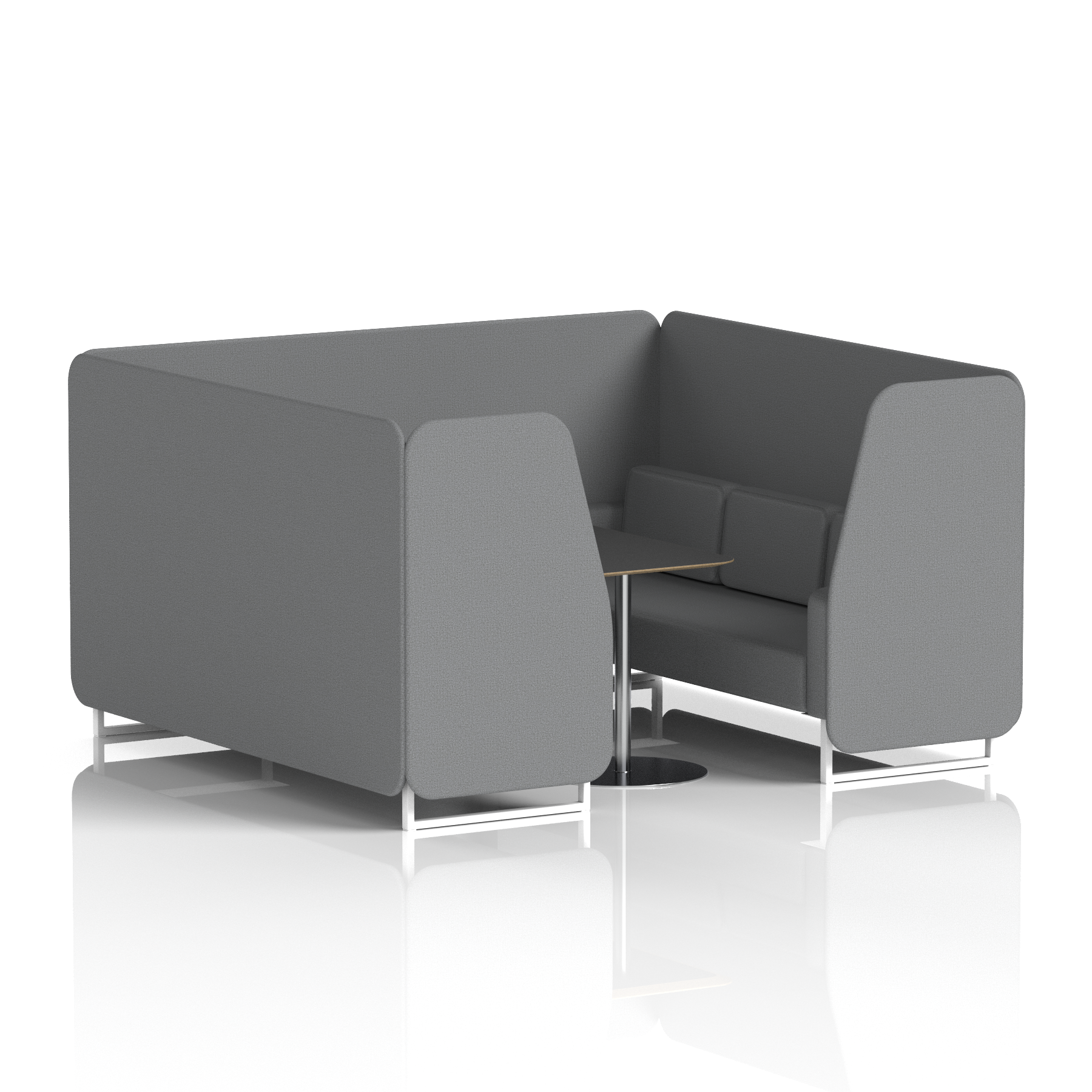 Brixworth Booth With White Legs And Black Table In Single Tone 4 Seater Tokyo Panels And Sofa Band 5 - Sumi