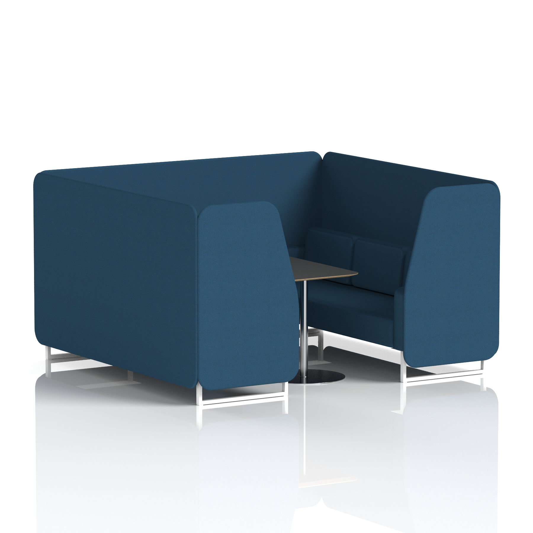 Brixworth Booth With White Legs And Black Table In Single Tone 4 Seater Zen Panels And Sofa Band 5 - Sumi
