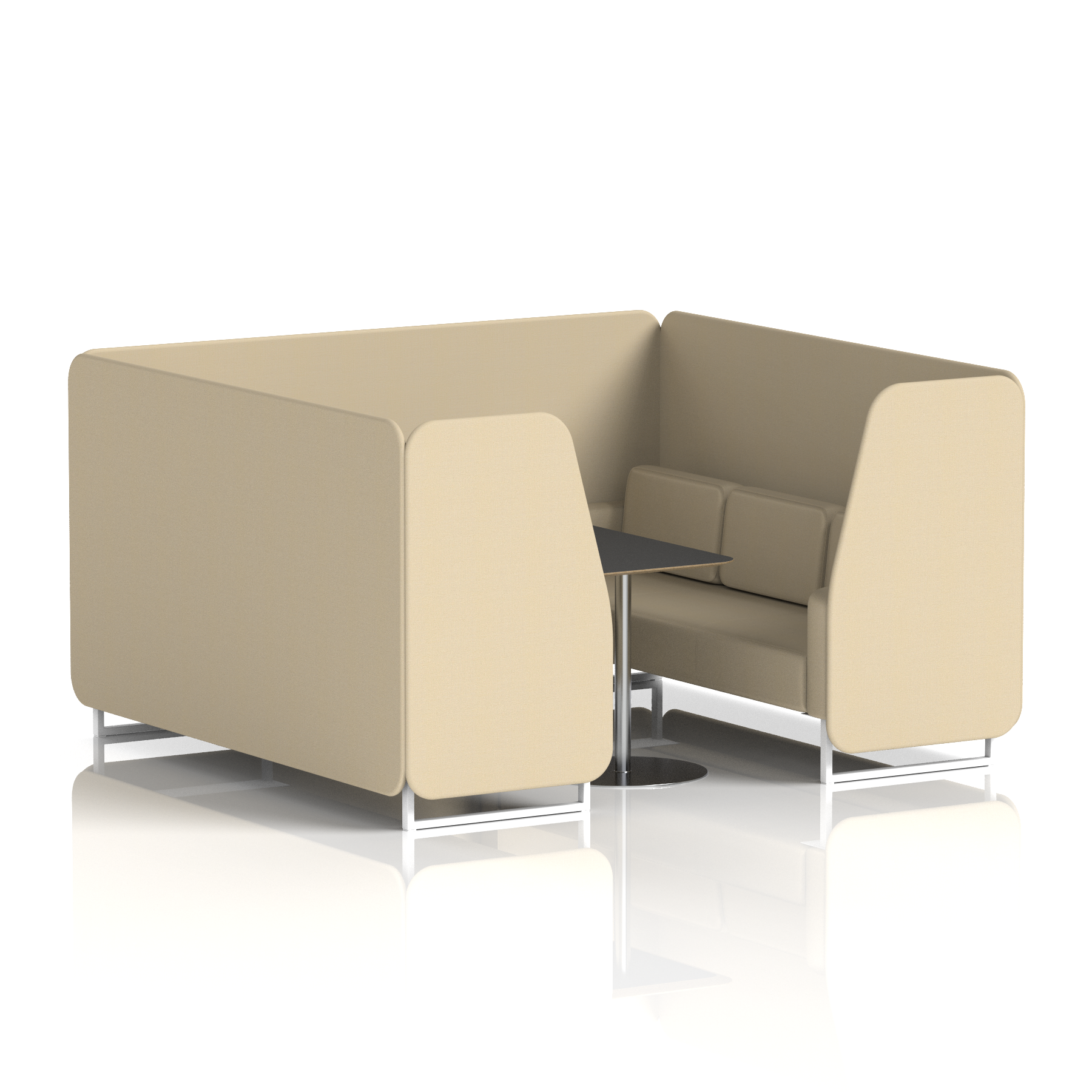 Brixworth Booth With White Legs And Black Table In Single Tone 6 Seater Zen Panels And Sofa Band 5 - Sumi