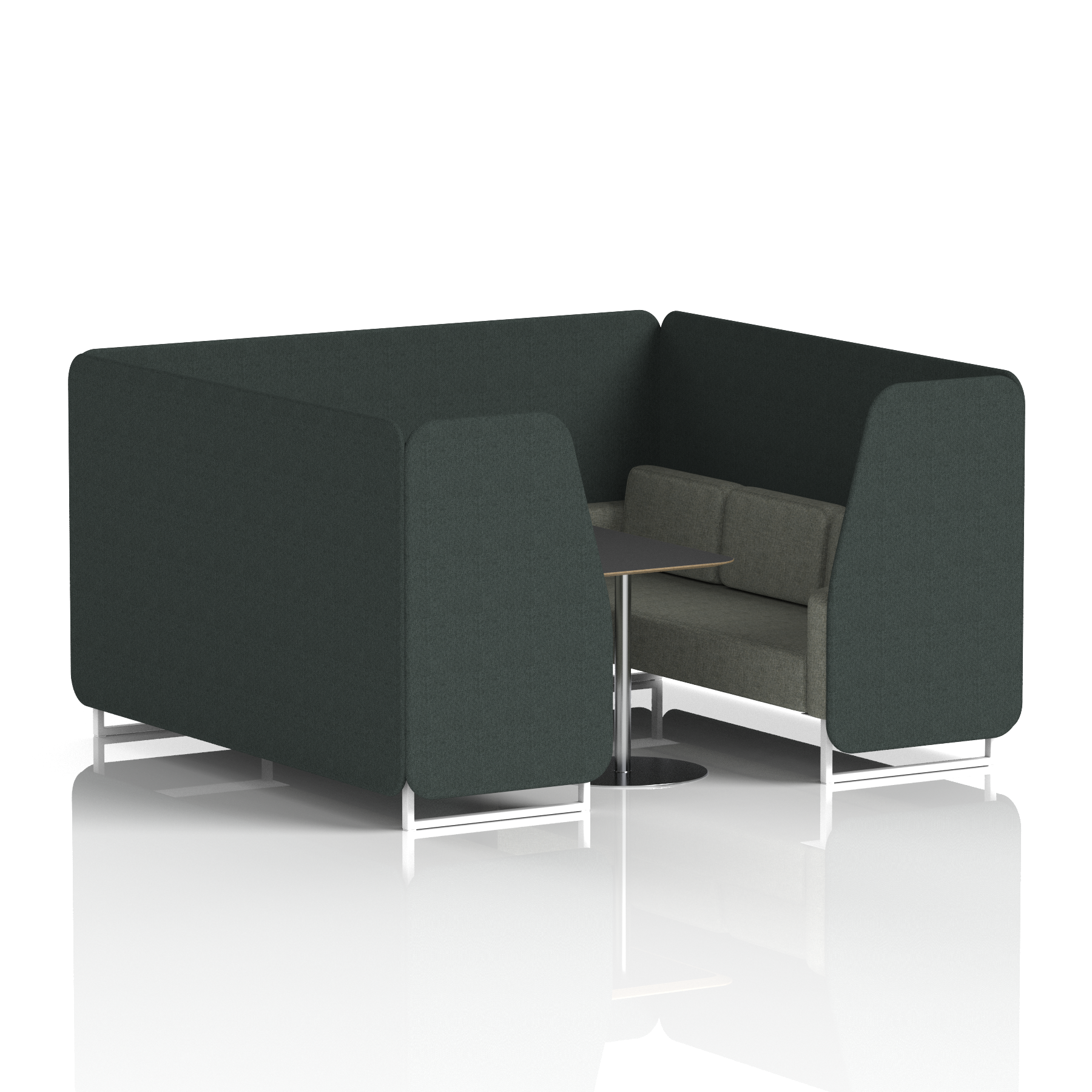 Brixworth Booth With White Legs And Black Table In Two Tone 4 Seater Mix Panels And Partner Sofa Band 4 - Synergy