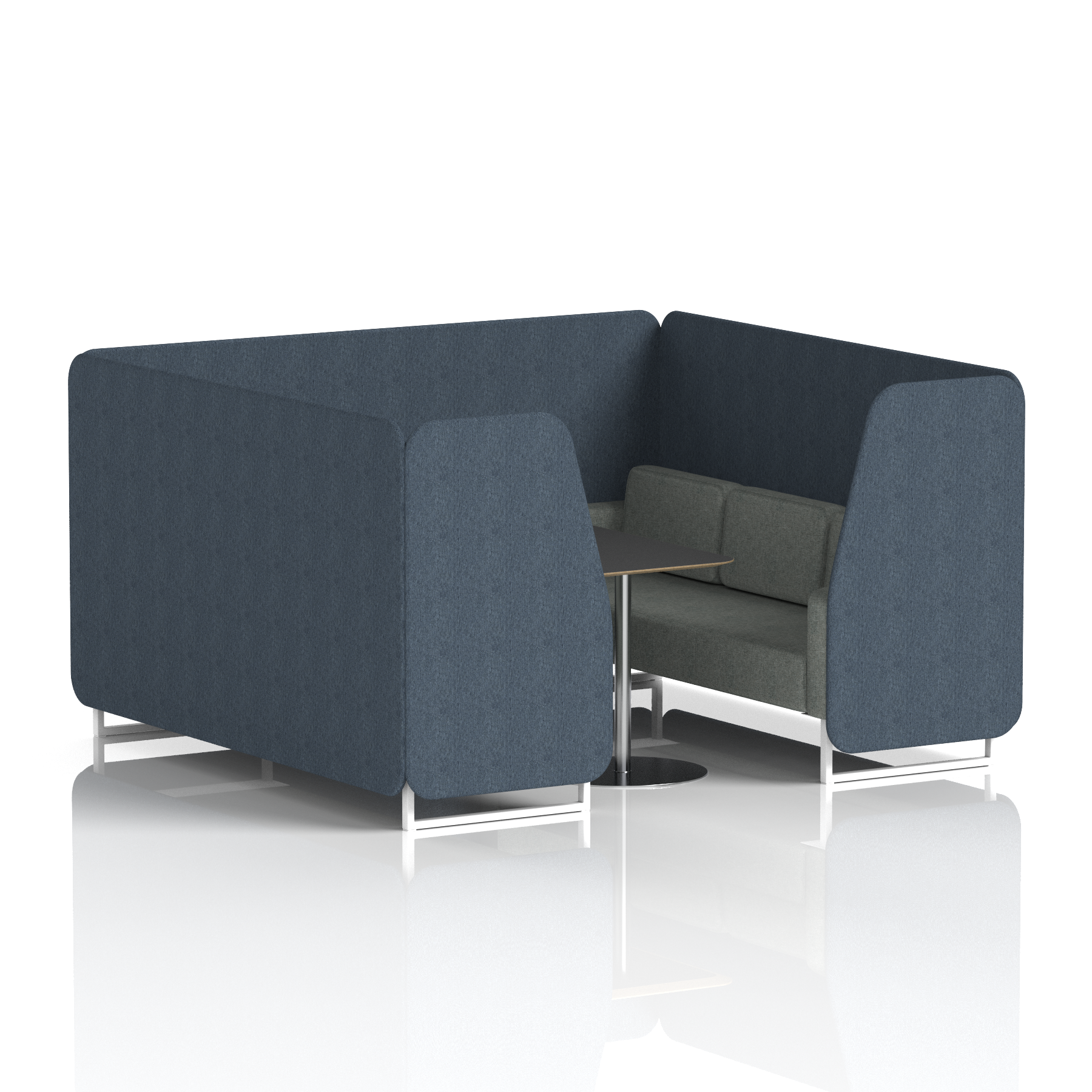 Brixworth Booth With White Legs And Black Table In Two Tone 6 Seater Mix Panels And Partner Sofa Band 4 - Synergy