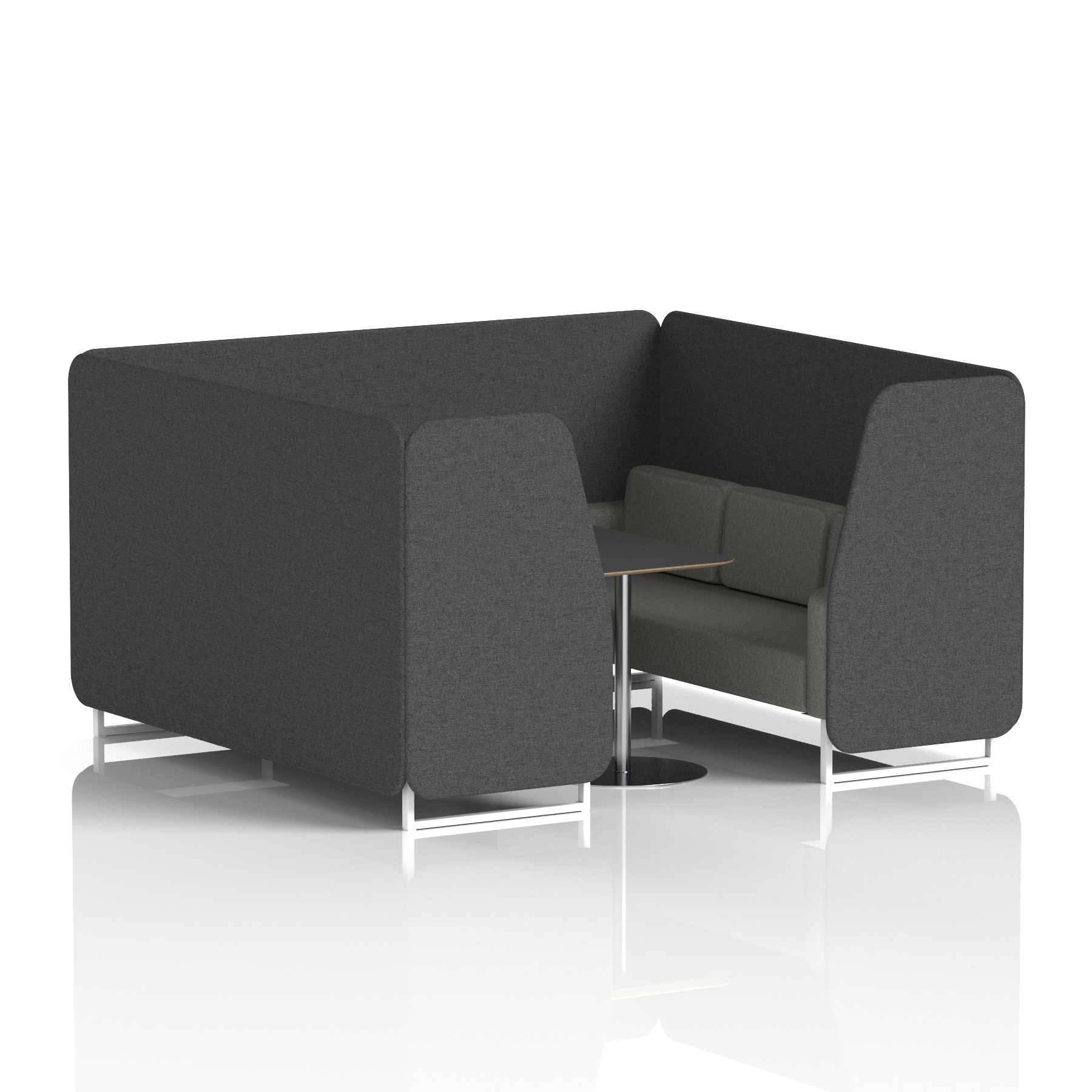 Brixworth Booth With White Legs And Black Table In Two Tone 2 Seater Partner Panels And Mix Sofa Band 4 - Synergy