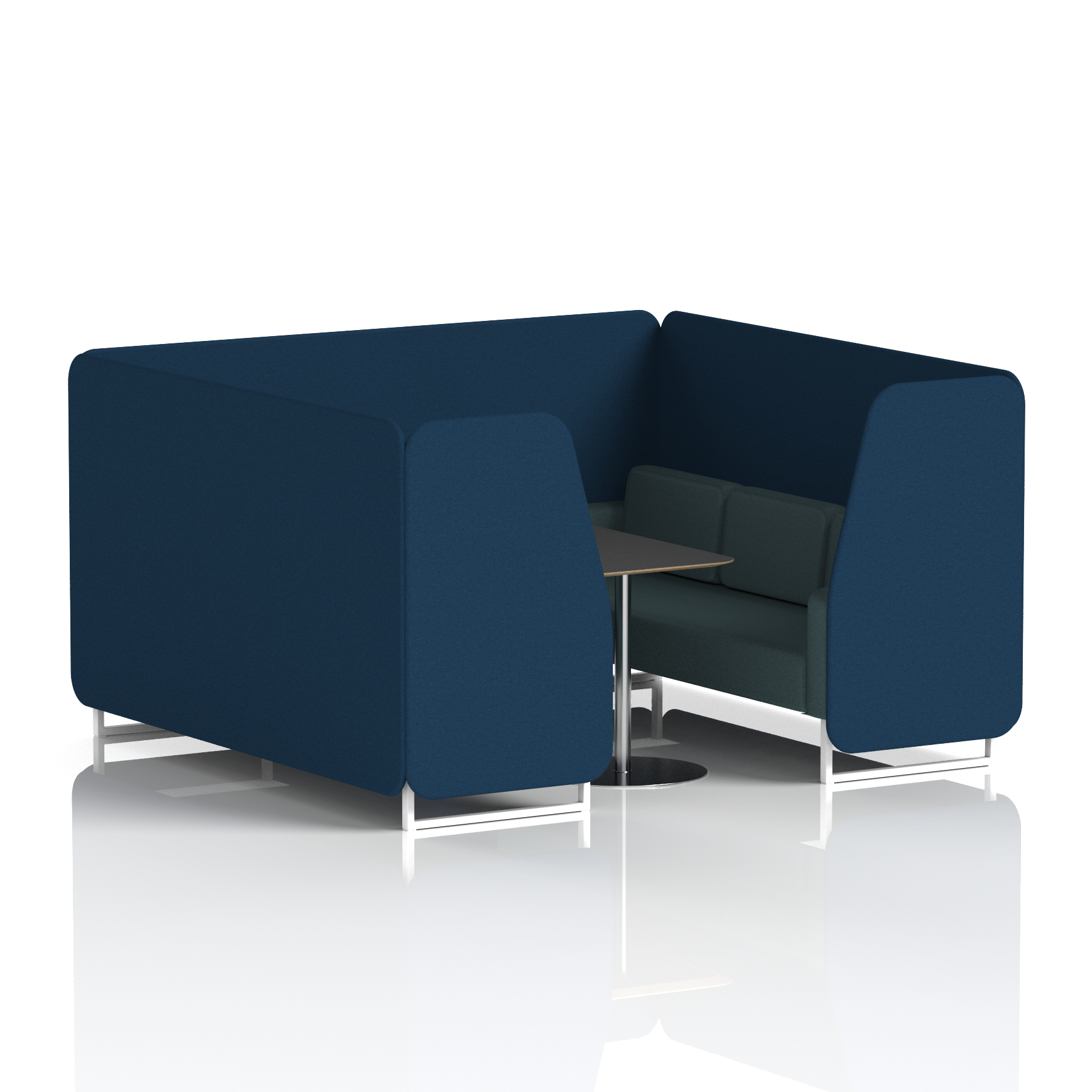 Brixworth Booth With White Legs And Black Table In Two Tone 4 Seater Partner Panels And Mix Sofa Band 4 - Synergy