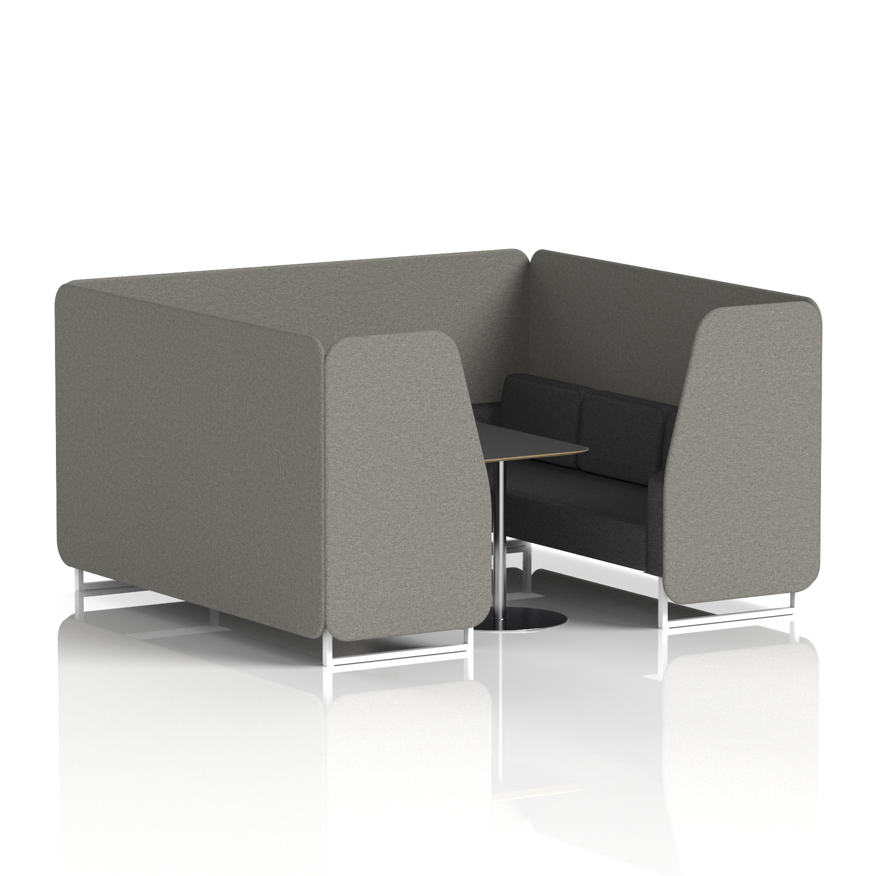 Brixworth Booth With White Legs And Black Table In Two Tone 2 Seater Wed Panels And Affix Sofa Band 4 - Synergy