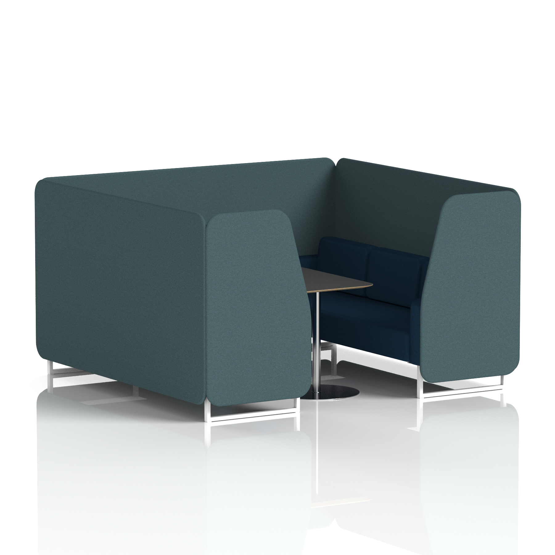 Brixworth Booth With White Legs And Black Table In Two Tone 4 Seater Wed Panels And Affix Sofa Band 4 - Synergy