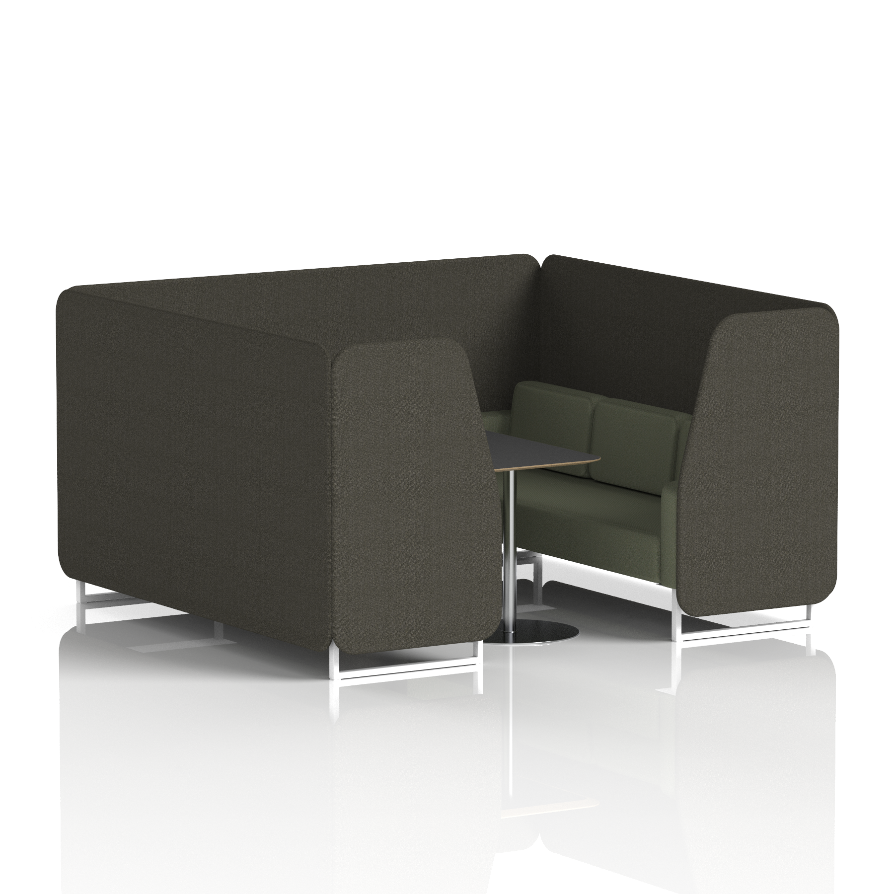 Brixworth Booth With White Legs And Black Table In Two Tone 2 Seater Kobe Panels And Tokyo Sofa Band 5 - Sumi