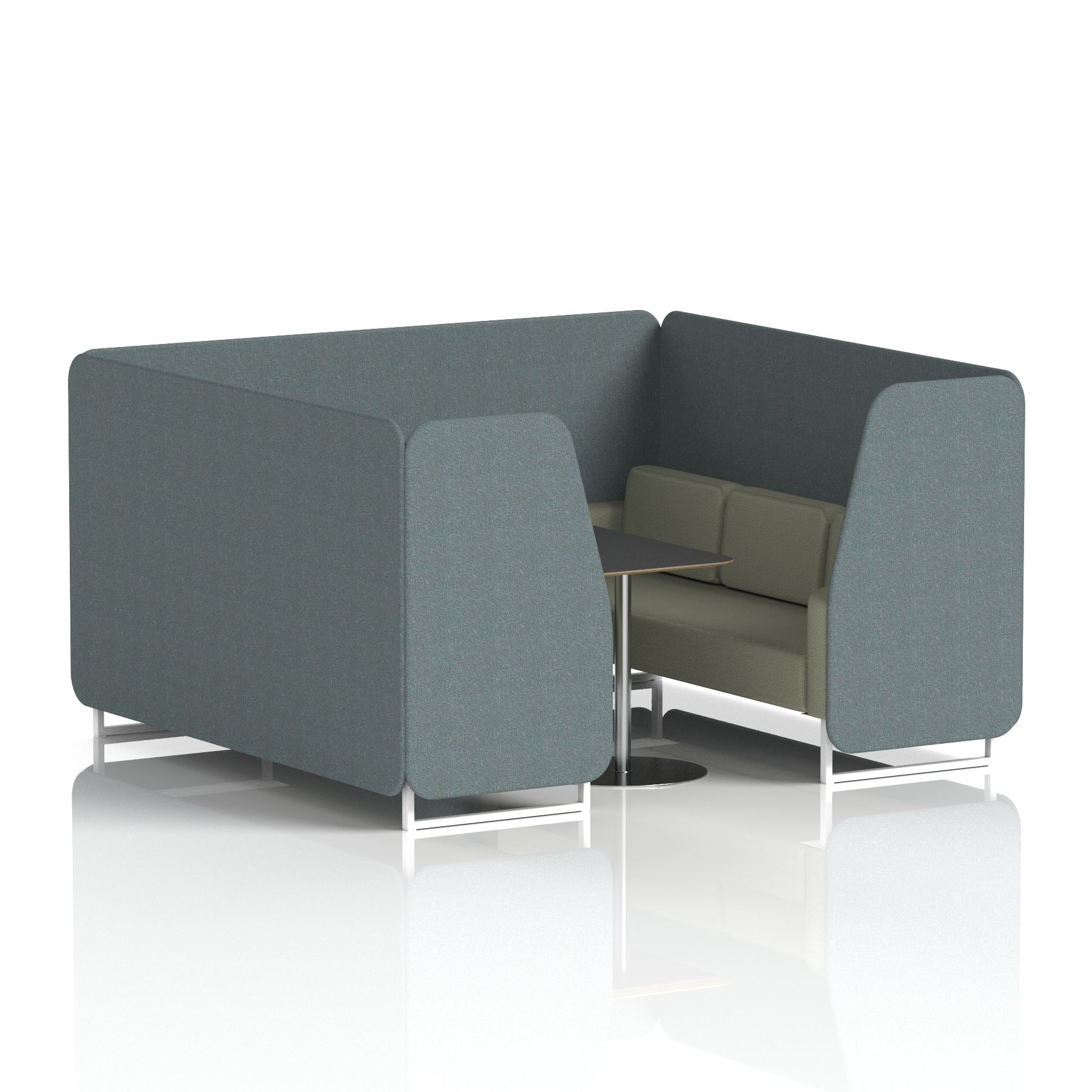 Brixworth Booth With White Legs And Black Table In Two Tone 6 Seater Kobe Panels And Tokyo Sofa Band 5 - Sumi