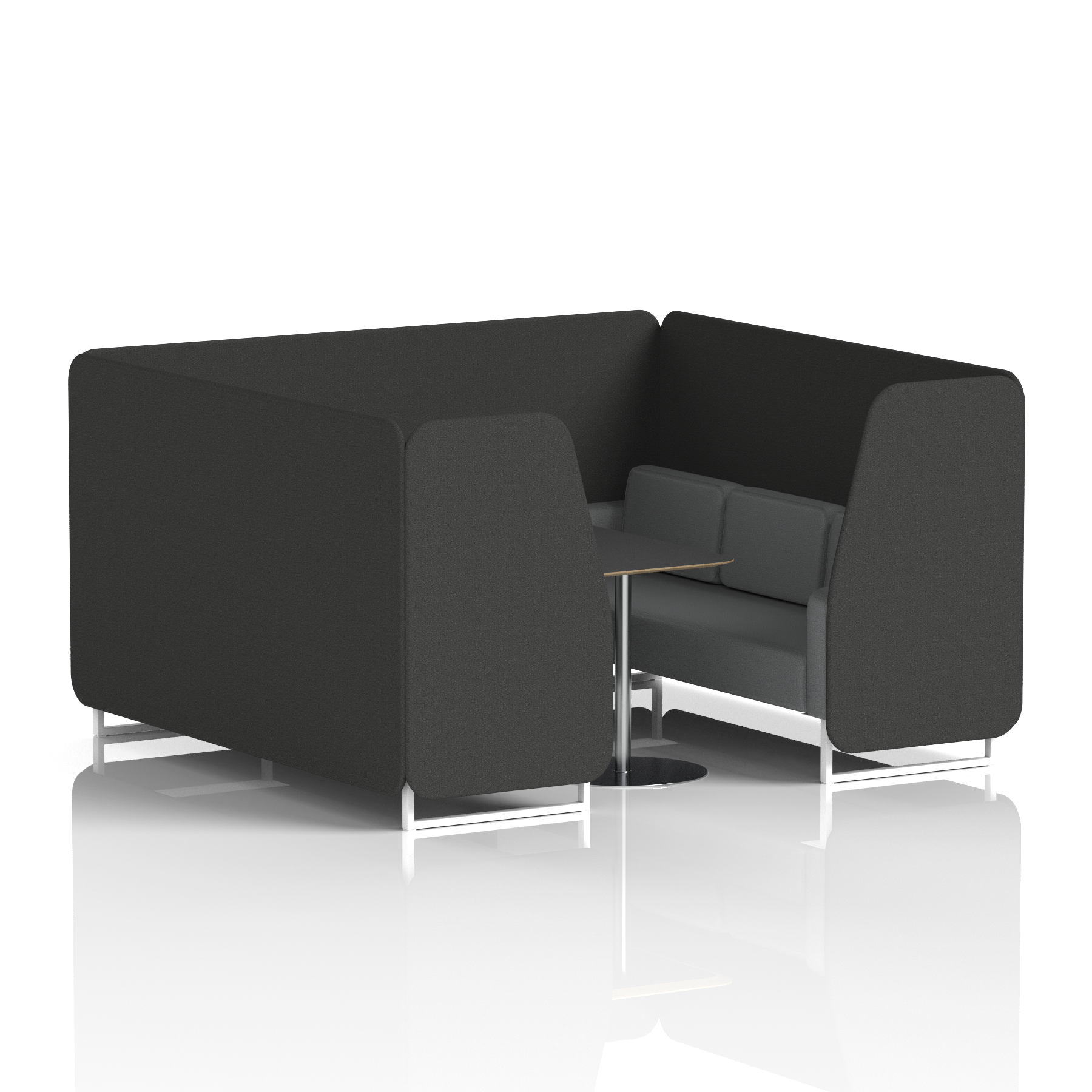 Brixworth Booth With White Legs And Black Table In Two Tone 6 Seater Osaka Panels And Zen Sofa Band 5 - Sumi