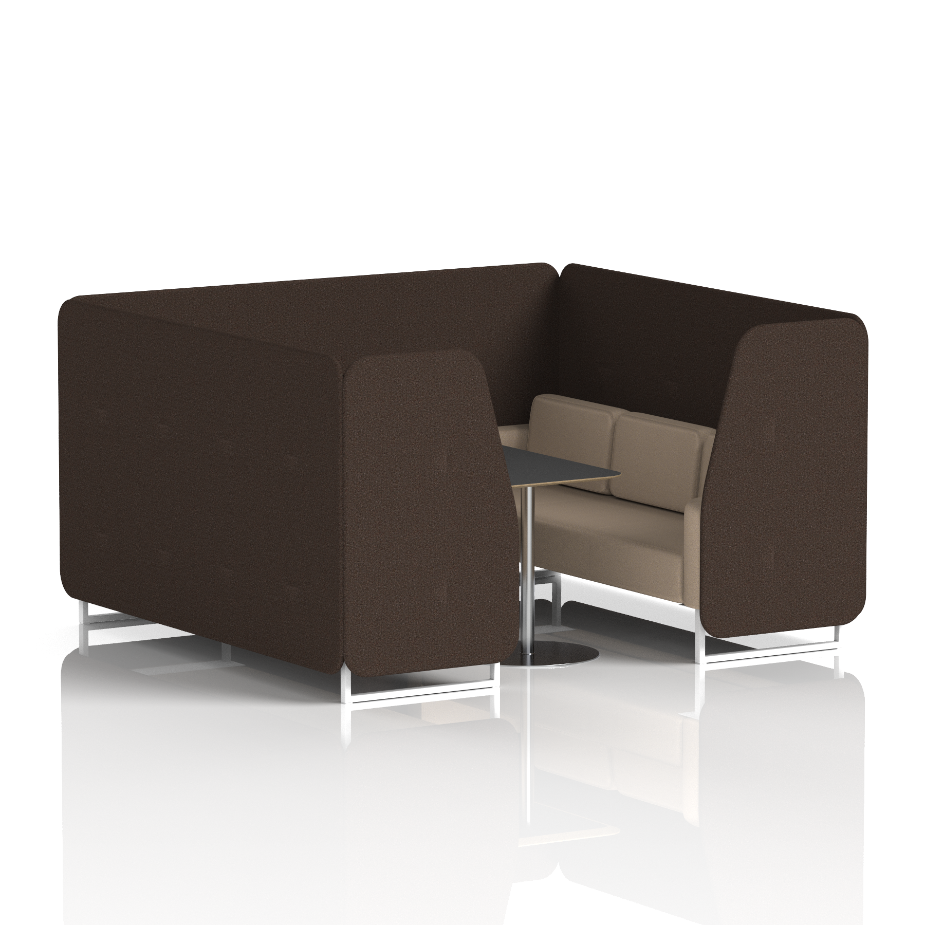 Brixworth Booth With White Legs And Black Table In Two Tone 6 Seater Tokyo Panels And Kobe Sofa Band 5 - Sumi