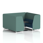 Brixworth Booth With White Legs And Black Table In Two Tone 2 Seater Uto Panels And Handa Sofa Band 5 - Sumi