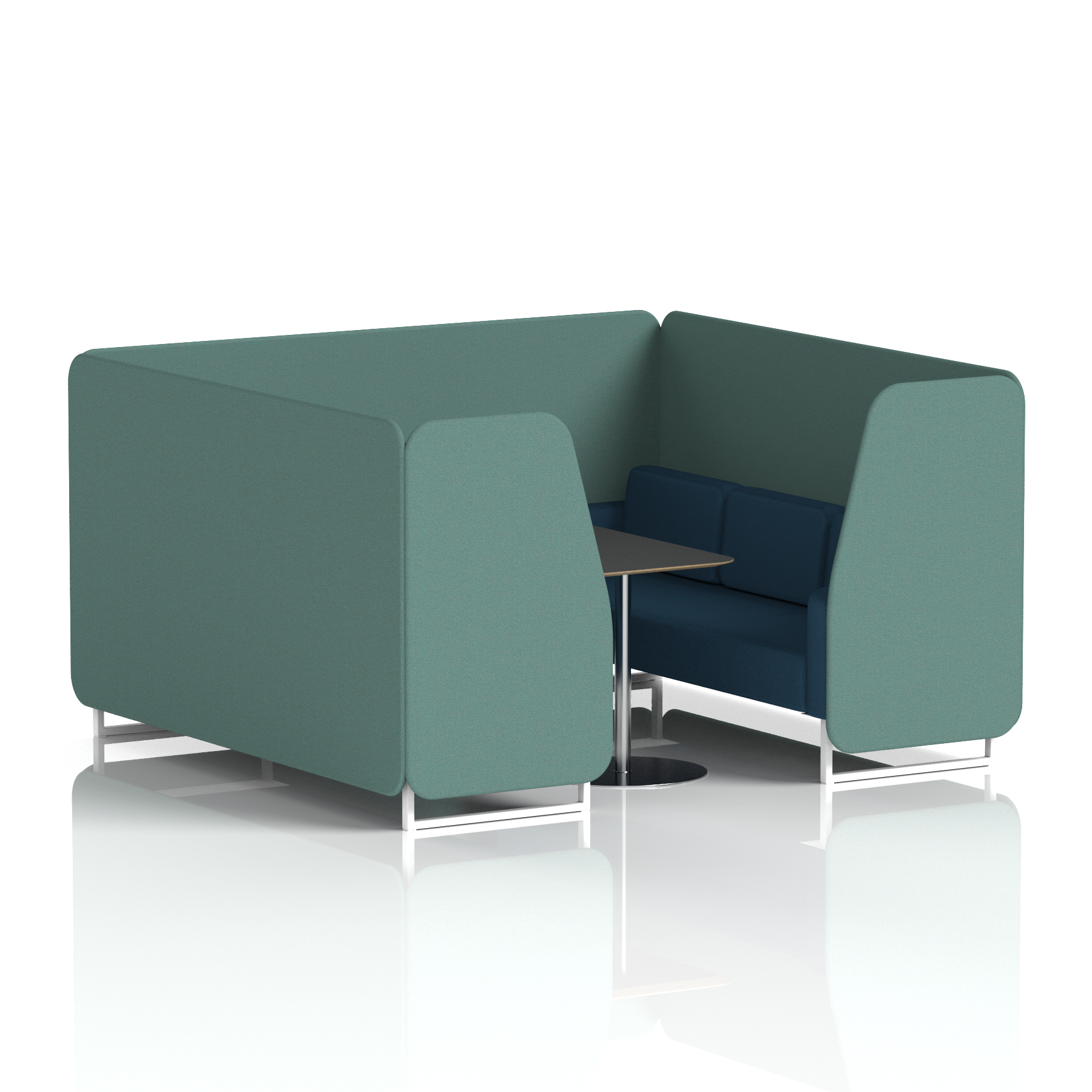 Brixworth Booth With White Legs And Black Table In Two Tone 2 Seater Uto Panels And Handa Sofa Band 5 - Sumi