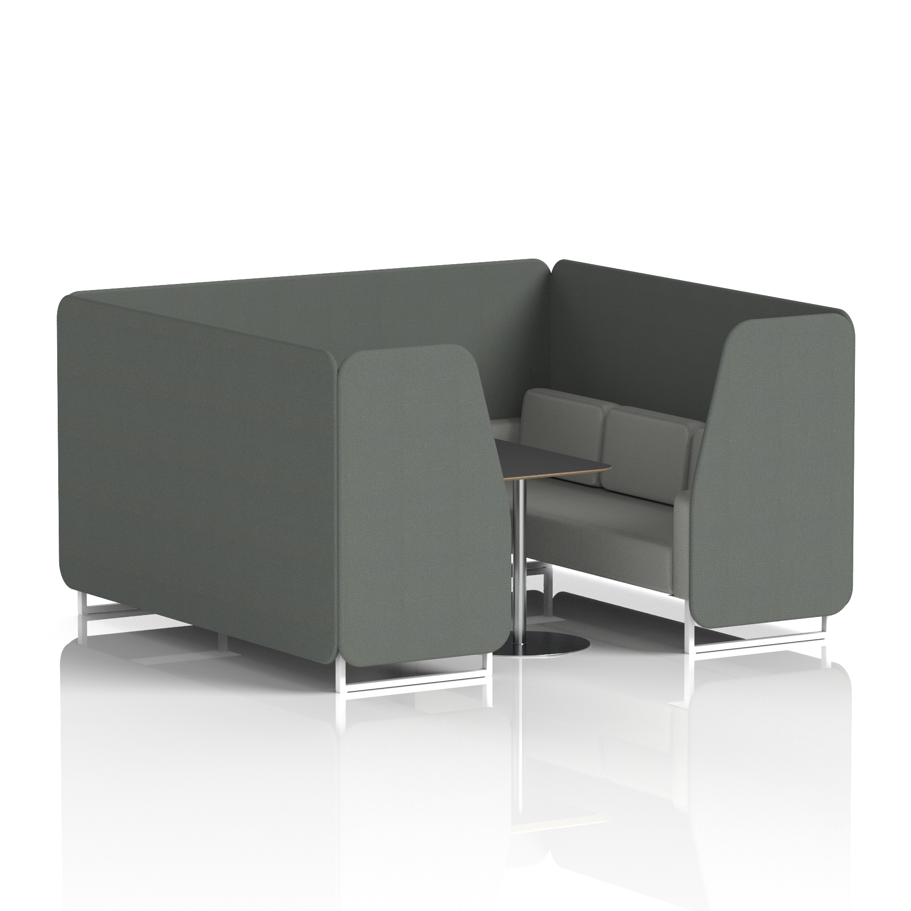 Brixworth Booth With White Legs And Black Table In Two Tone 4 Seater Uto Panels And Handa Sofa Band 5 - Sumi