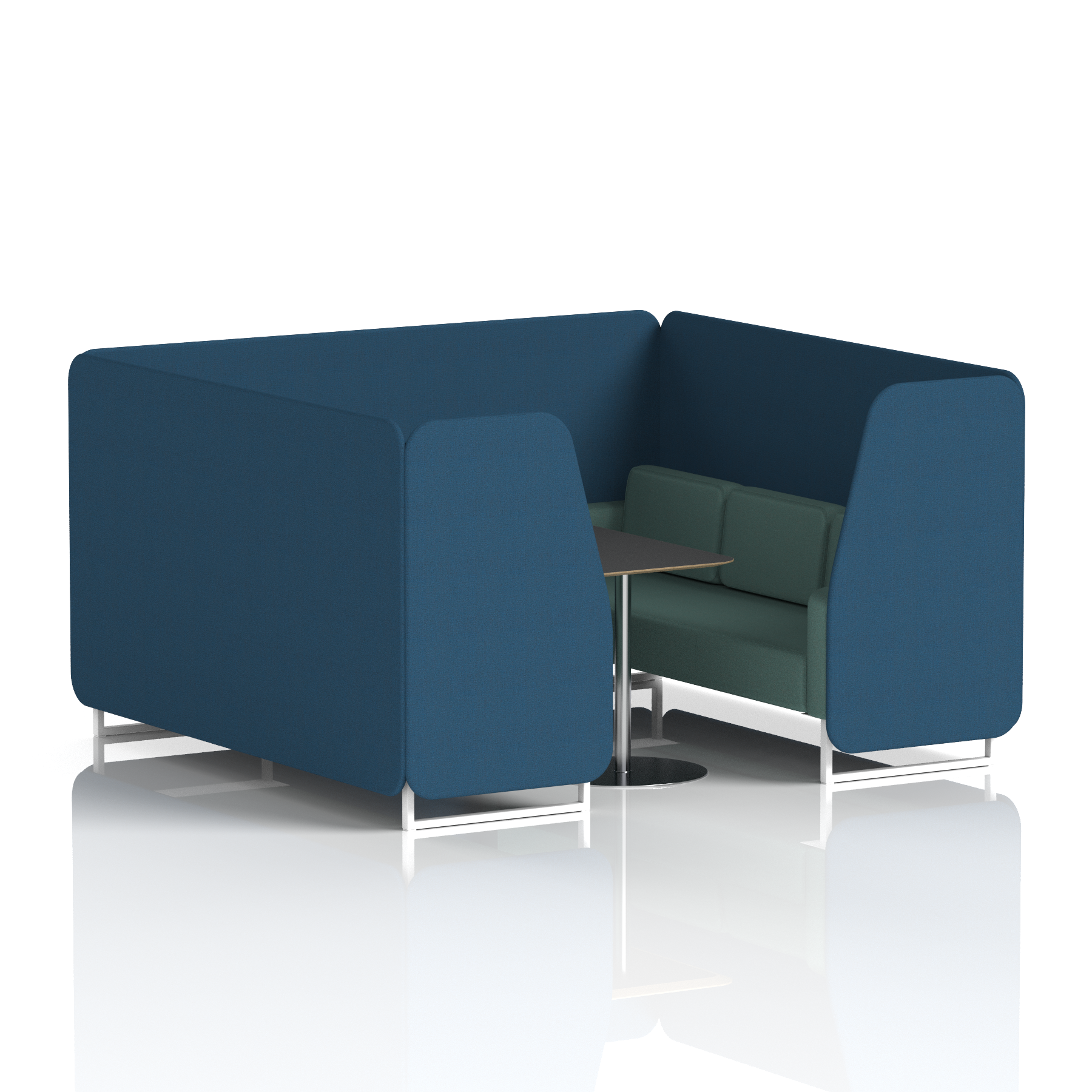 Brixworth Booth With White Legs And Black Table In Two Tone 4 Seater Zen Panels And Osaka Sofa Band 5 - Sumi