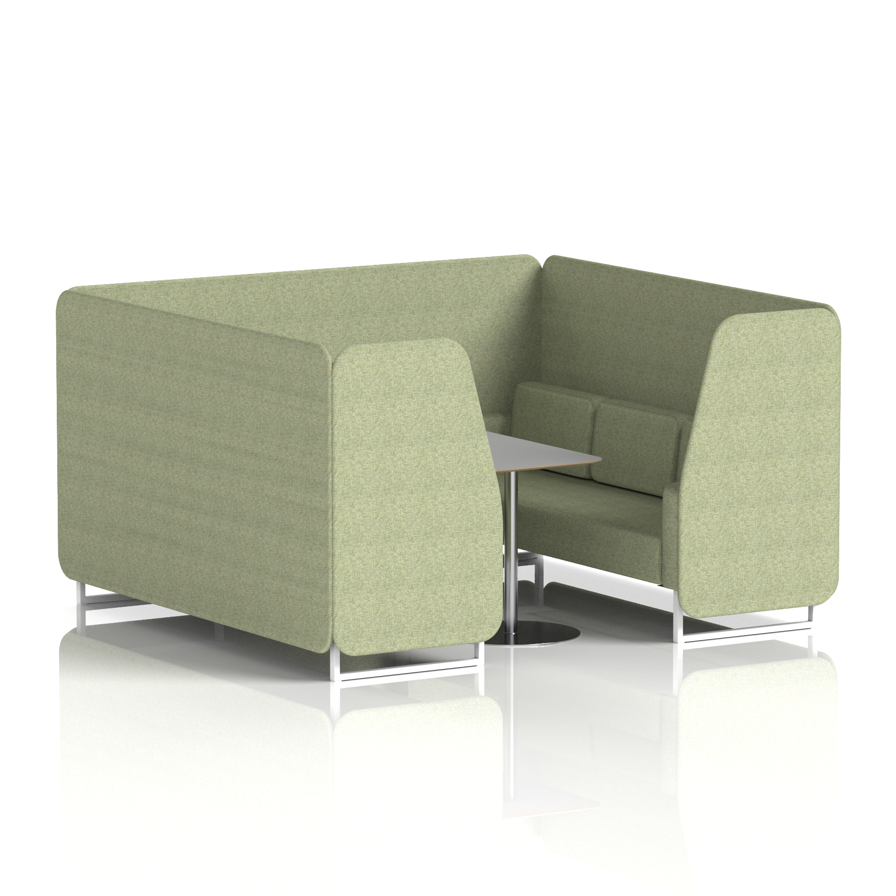 Brixworth Booth With White Legs And Grey Table In Single Tone 2 Seater Mix Panels And Sofa Band 4 - Synergy