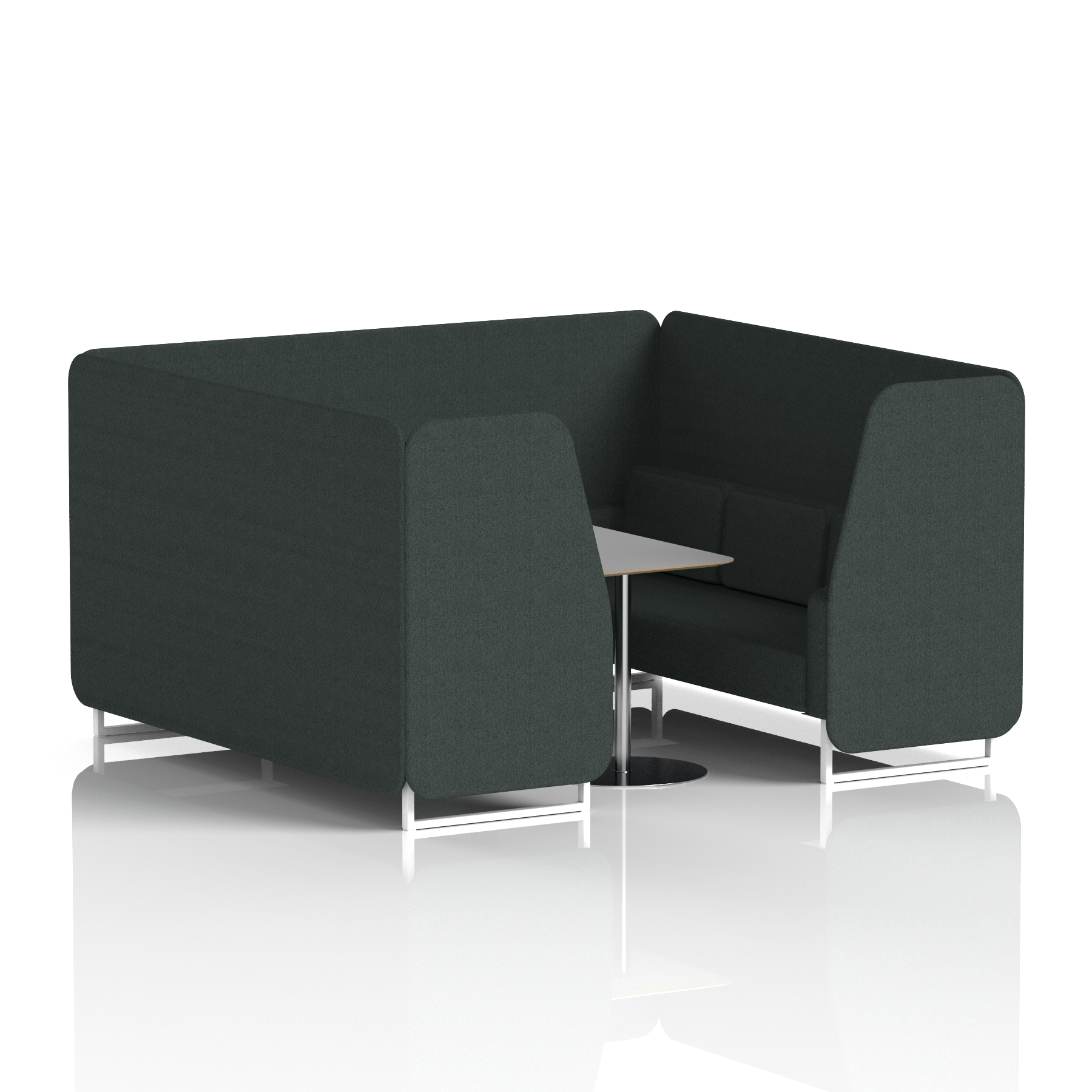 Brixworth Booth With White Legs And Grey Table In Single Tone 4 Seater Mix Panels And Sofa Band 4 - Synergy