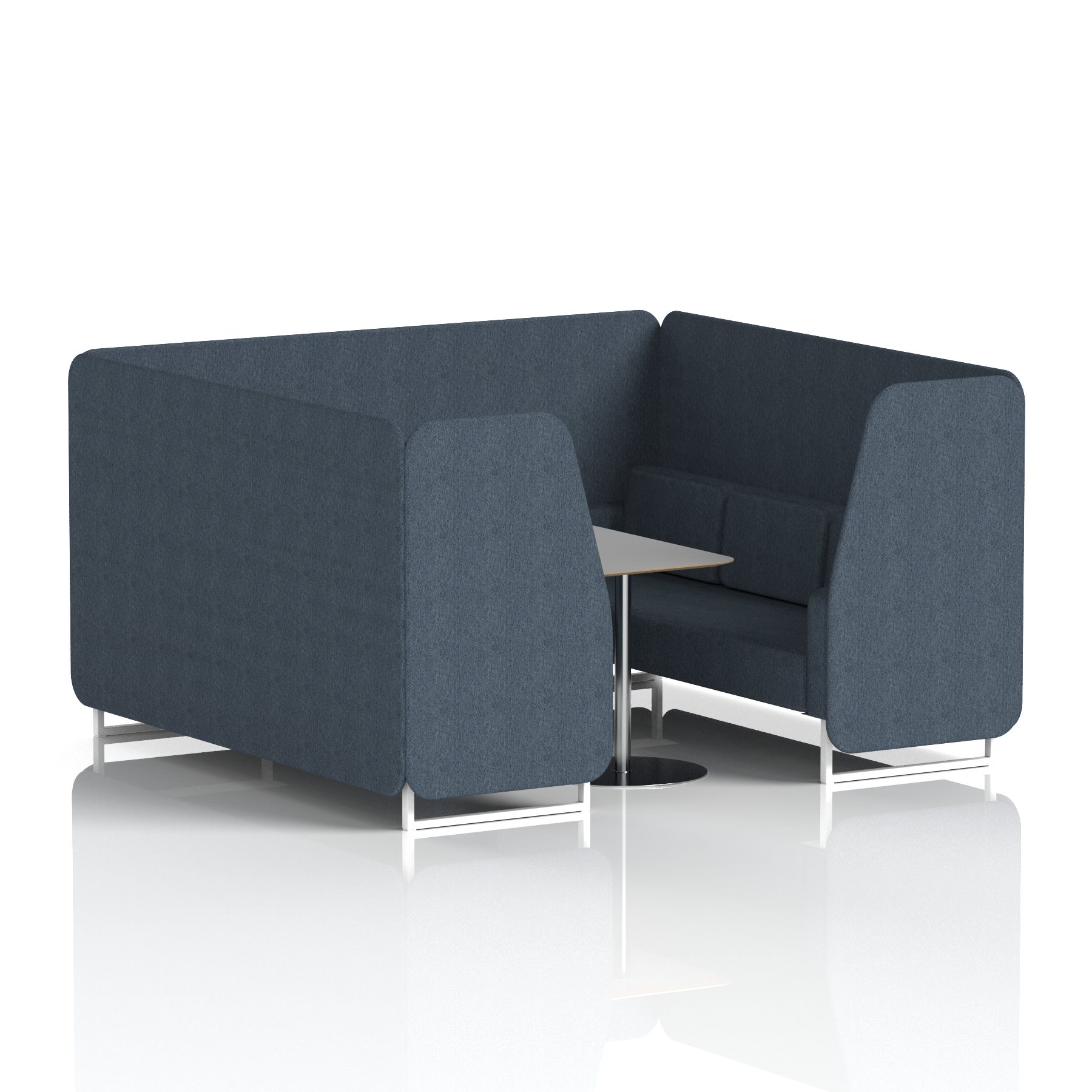 Brixworth Booth With White Legs And Grey Table In Single Tone 6 Seater Mix Panels And Sofa Band 4 - Synergy