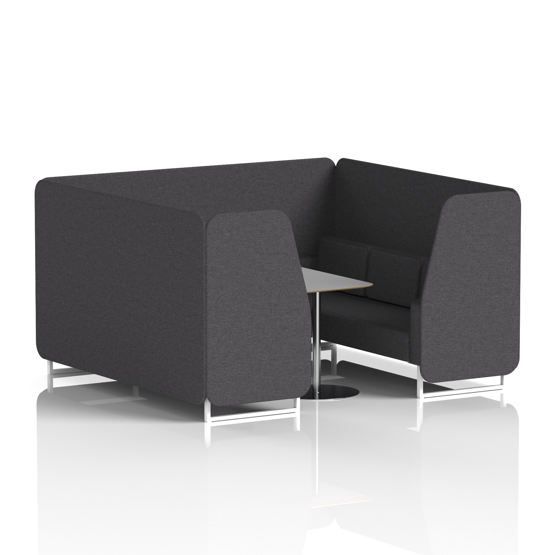 Brixworth Booth With White Legs And Grey Table In Single Tone 2 Seater Partner Panels And Sofa Band 4 - Synergy