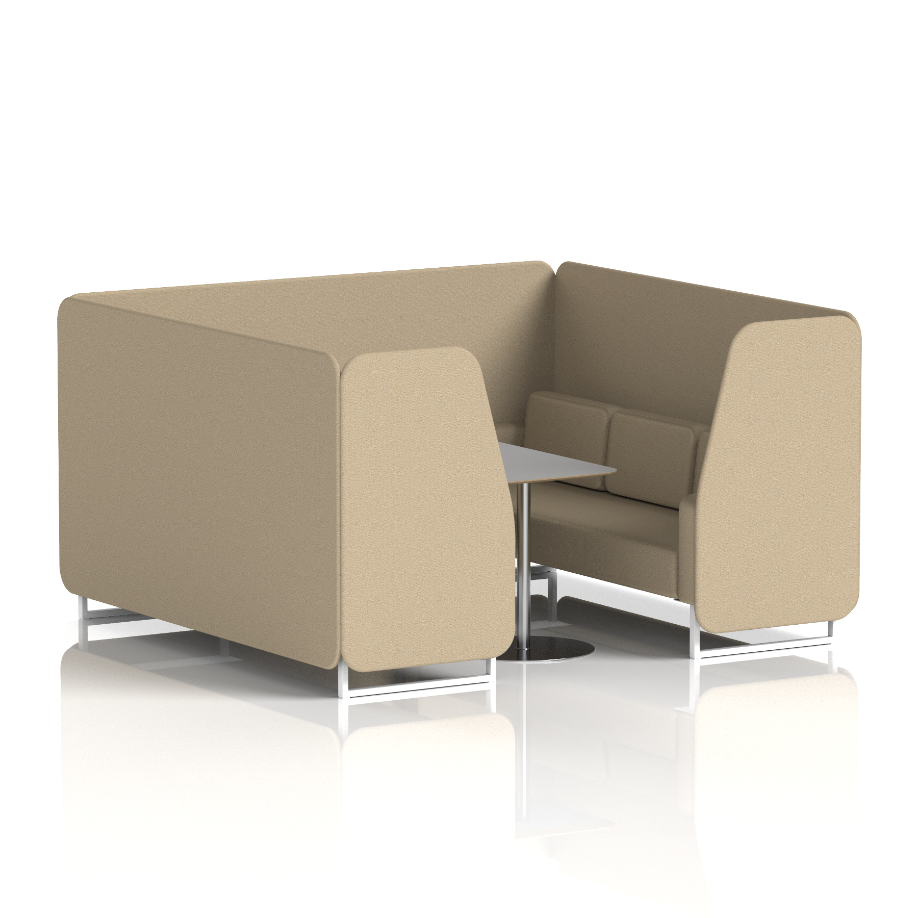 Brixworth Booth With White Legs And Grey Table In Single Tone 4 Seater Kobe Panels And Sofa Band 5 - Sumi