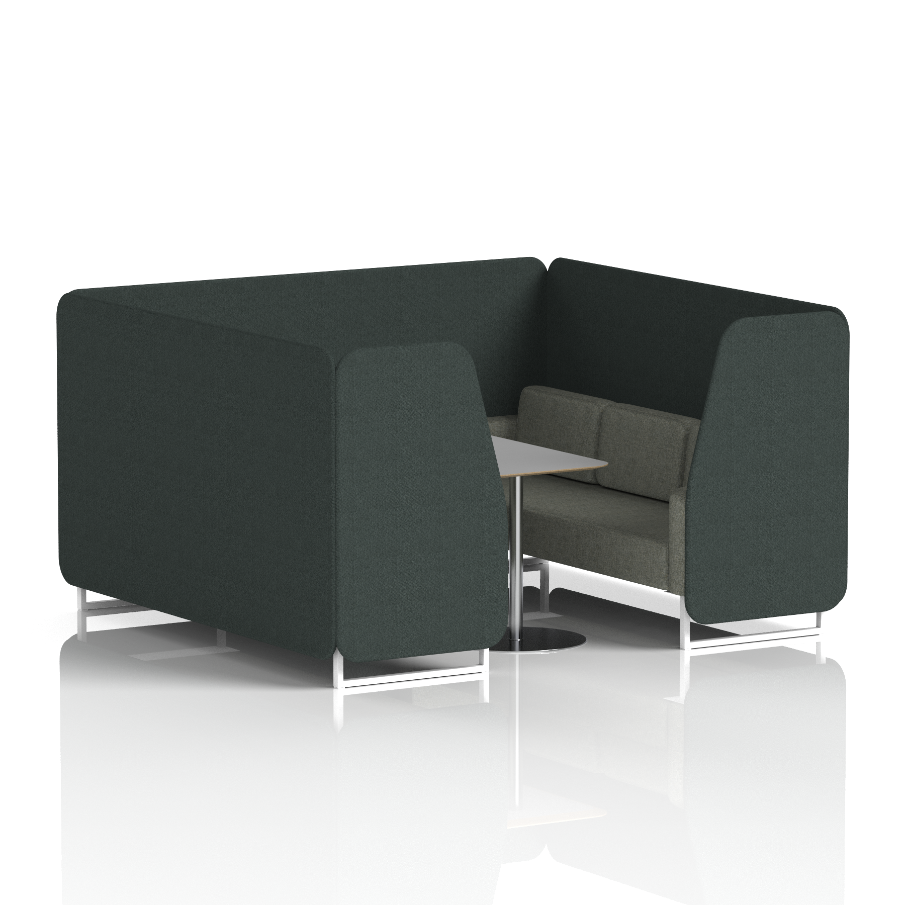 Brixworth Booth With White Legs And Grey Table In Two Tone 4 Seater Mix Panels And Partner Sofa Band 4 - Synergy