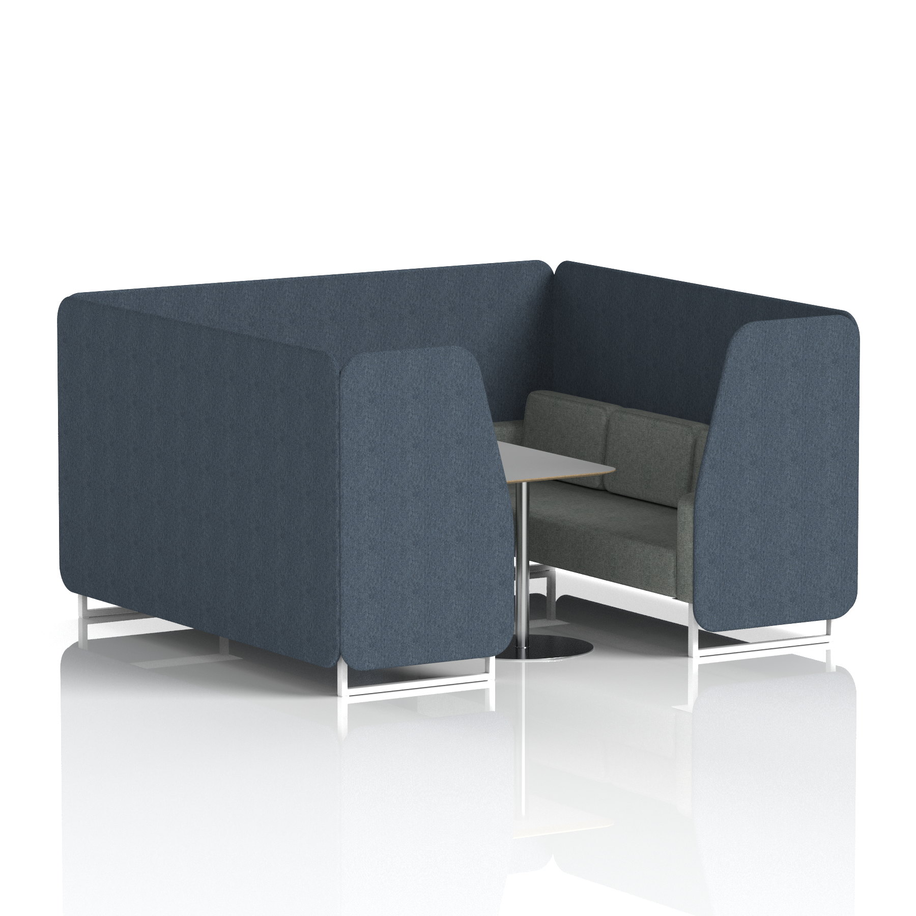 Brixworth Booth With White Legs And Grey Table In Two Tone 6 Seater Mix Panels And Partner Sofa Band 4 - Synergy