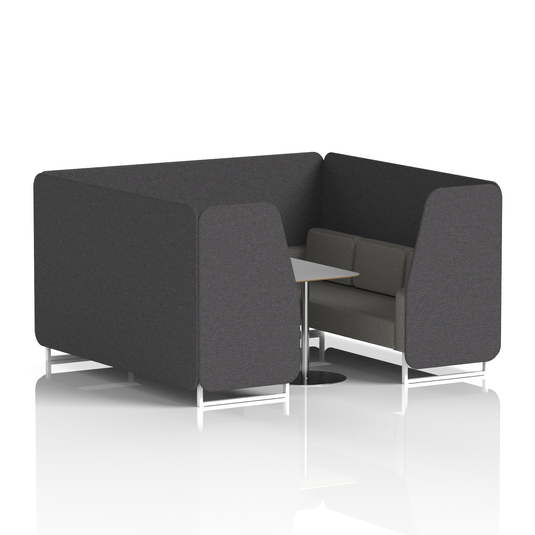 Brixworth Booth With White Legs And Grey Table In Two Tone 2 Seater Partner Panels And Mix Sofa Band 4 - Synergy