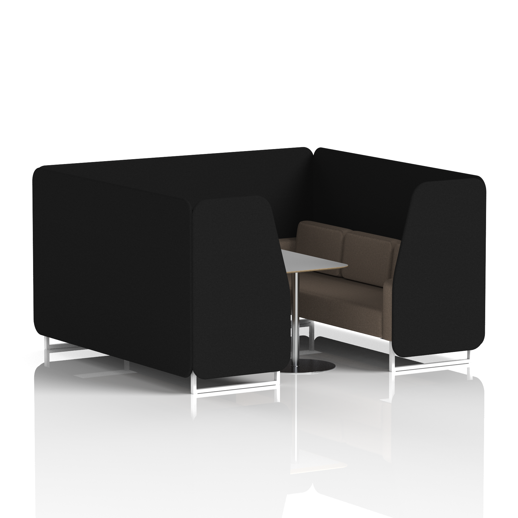 Brixworth Booth With White Legs And Grey Table In Two Tone 6 Seater Partner Panels And Mix Sofa Band 4 - Synergy