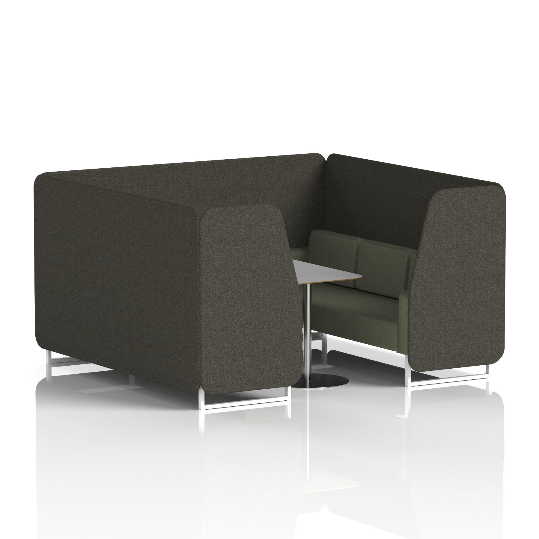 Brixworth Booth With White Legs And Grey Table In Two Tone 2 Seater Kobe Panels And Tokyo Sofa Band 5 - Sumi