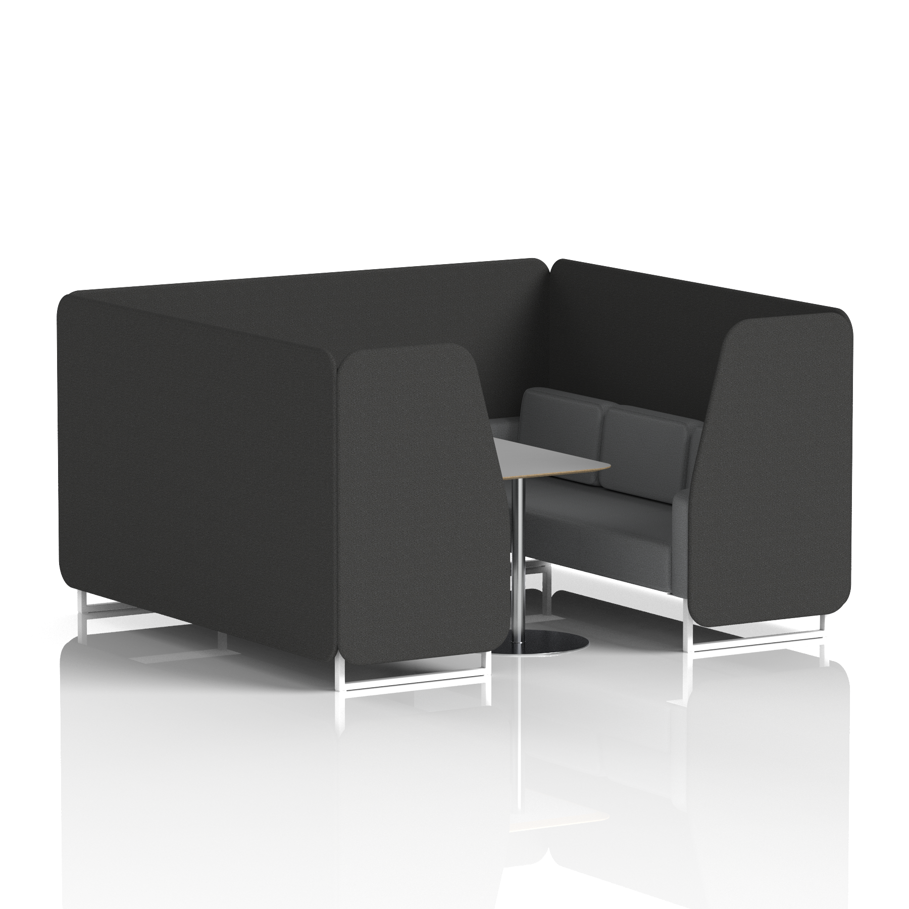 Brixworth Booth With White Legs And Grey Table In Two Tone 6 Seater Osaka Panels And Zen Sofa Band 5 - Sumi