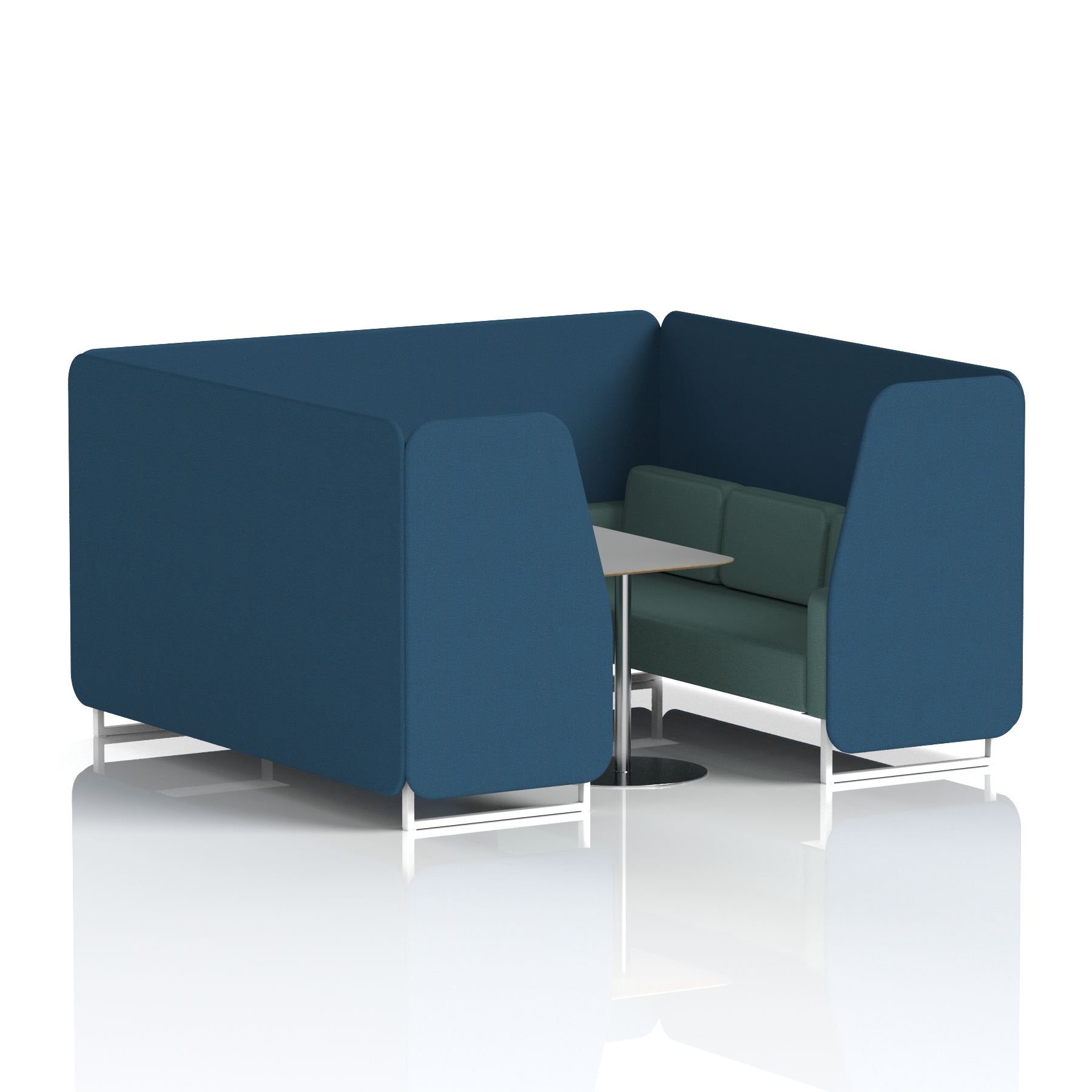 Brixworth Booth With White Legs And Grey Table In Two Tone 4 Seater Zen Panels And Osaka Sofa Band 5 - Sumi