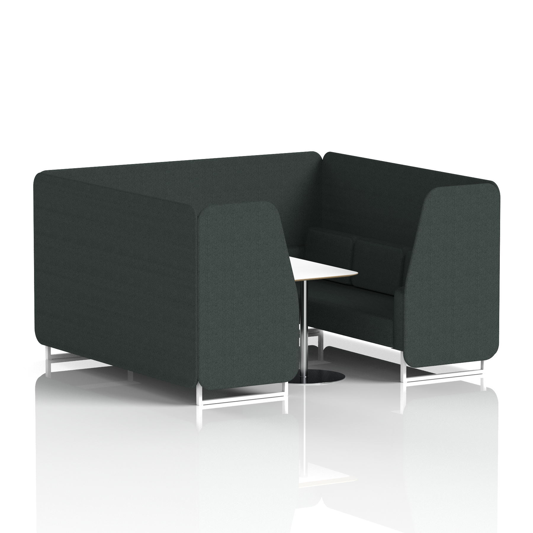 Brixworth Booth With White Legs And White Table In Single Tone 4 Seater Mix Panels And Sofa Band 4 - Synergy