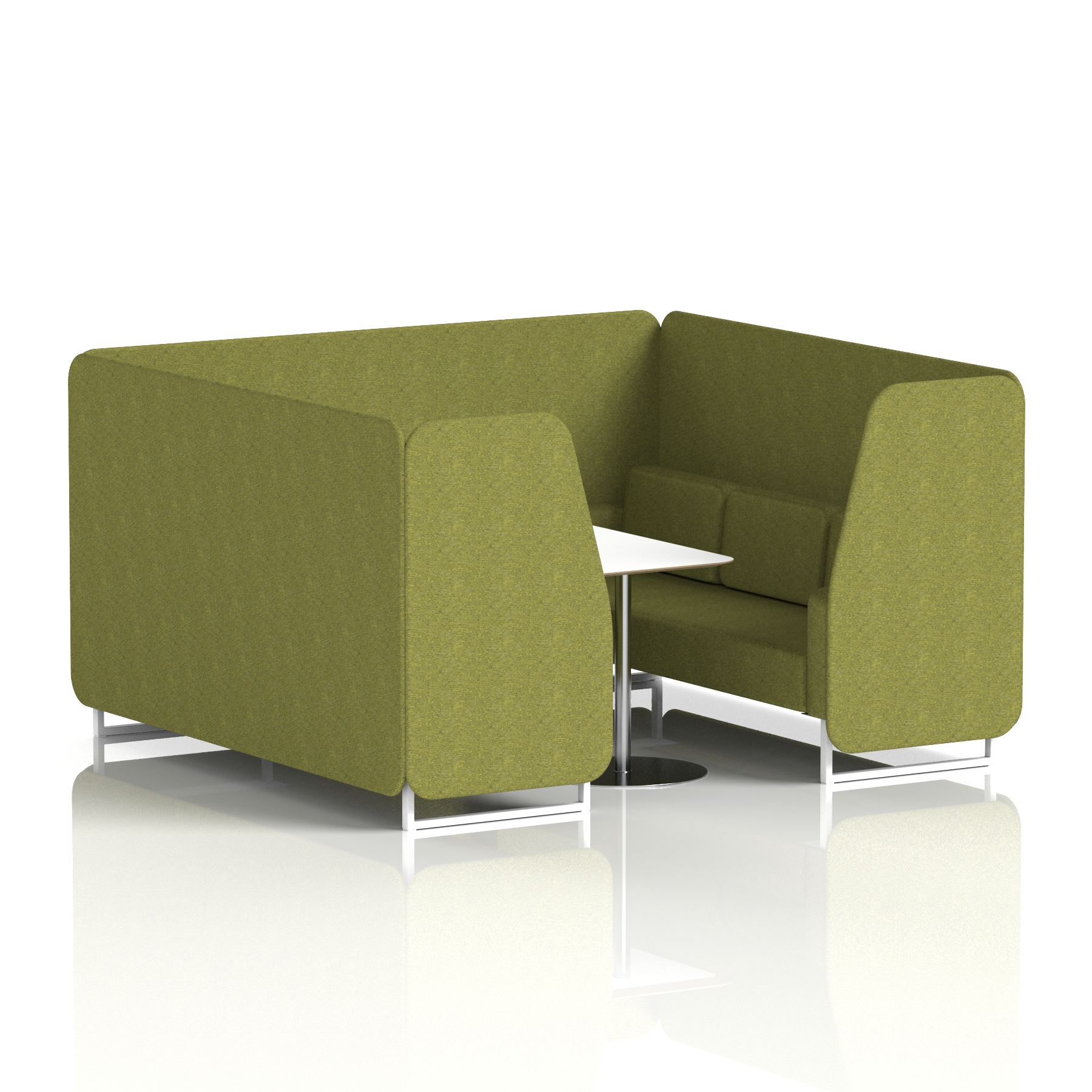 Brixworth Booth With White Legs And White Table In Single Tone 2 Seater Order Panels And Sofa Band 4 - Synergy