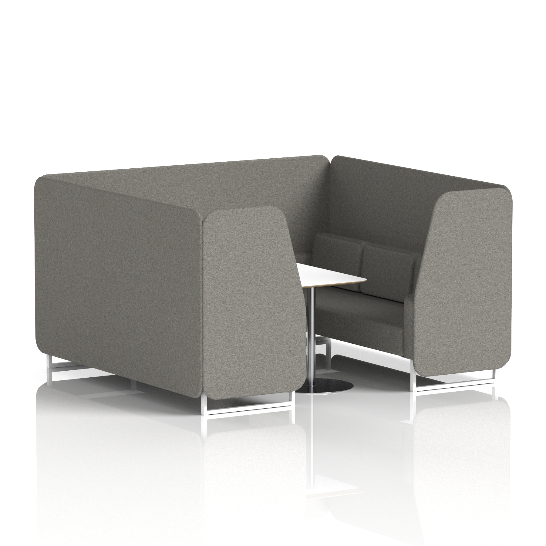 Brixworth Booth With White Legs And White Table In Single Tone 2 Seater Wed Panels And Sofa Band 4 - Synergy