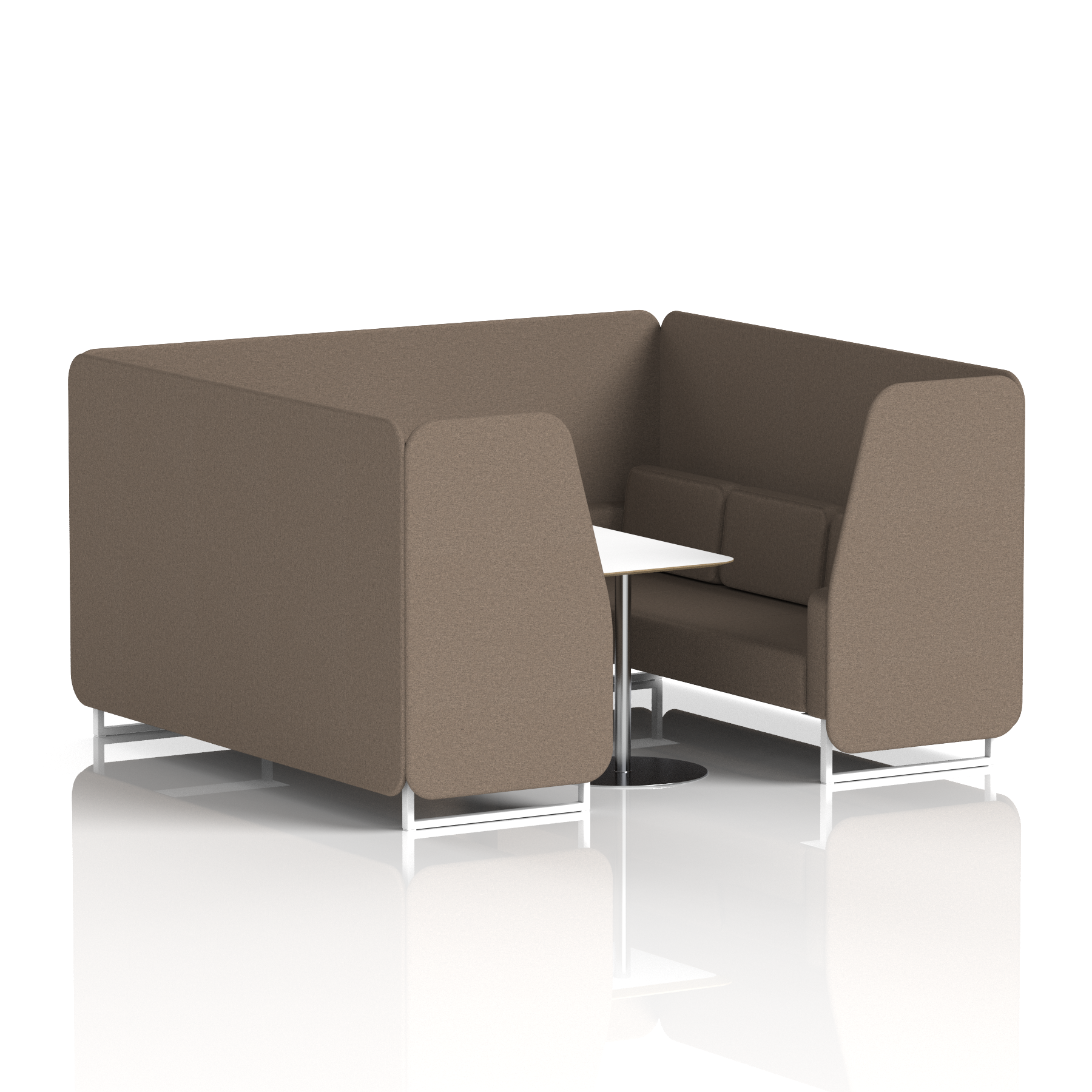 Brixworth Booth With White Legs And White Table In Single Tone 6 Seater Wed Panels And Sofa Band 4 - Synergy