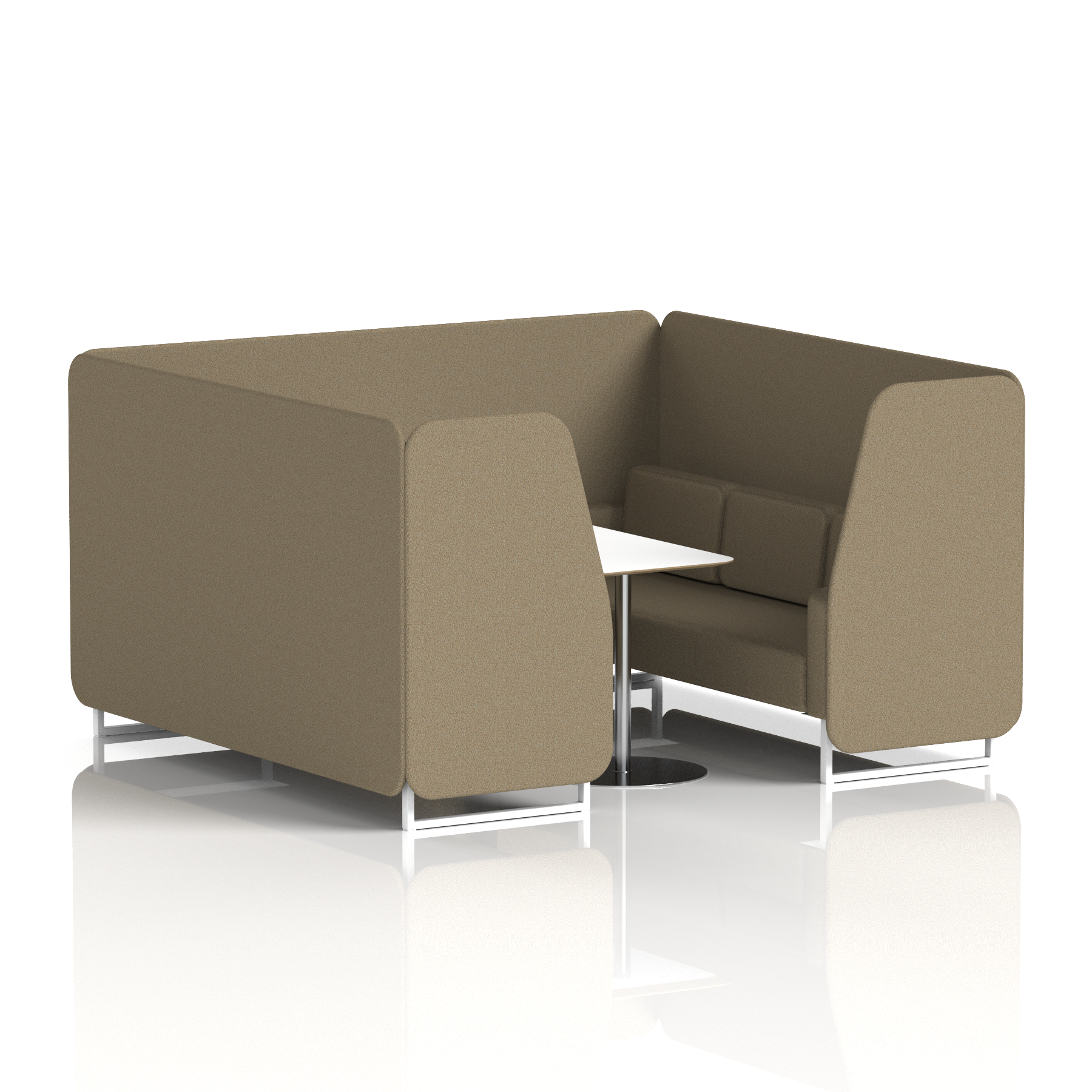 Brixworth Booth With White Legs And White Table In Single Tone 2 Seater Handa Panels And Sofa Band 5 - Sumi