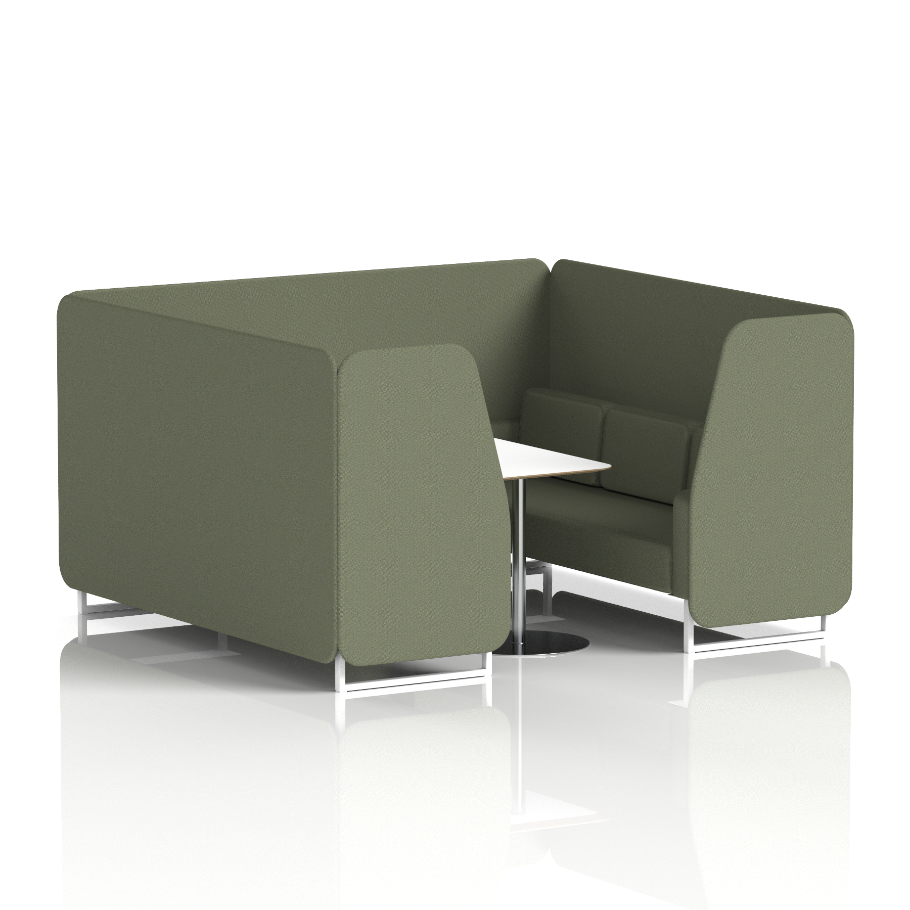 Brixworth Booth With White Legs And White Table In Single Tone 4 Seater Handa Panels And Sofa Band 5 - Sumi