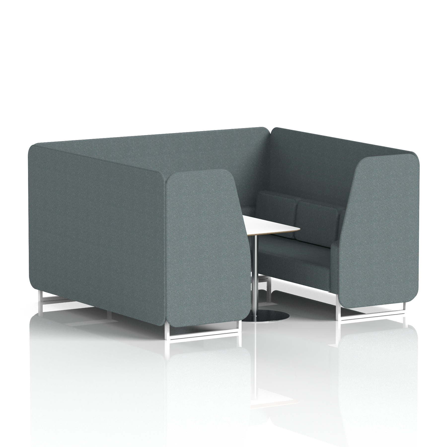 Brixworth Booth With White Legs And White Table In Single Tone 6 Seater Kobe Panels And Sofa Band 5 - Sumi