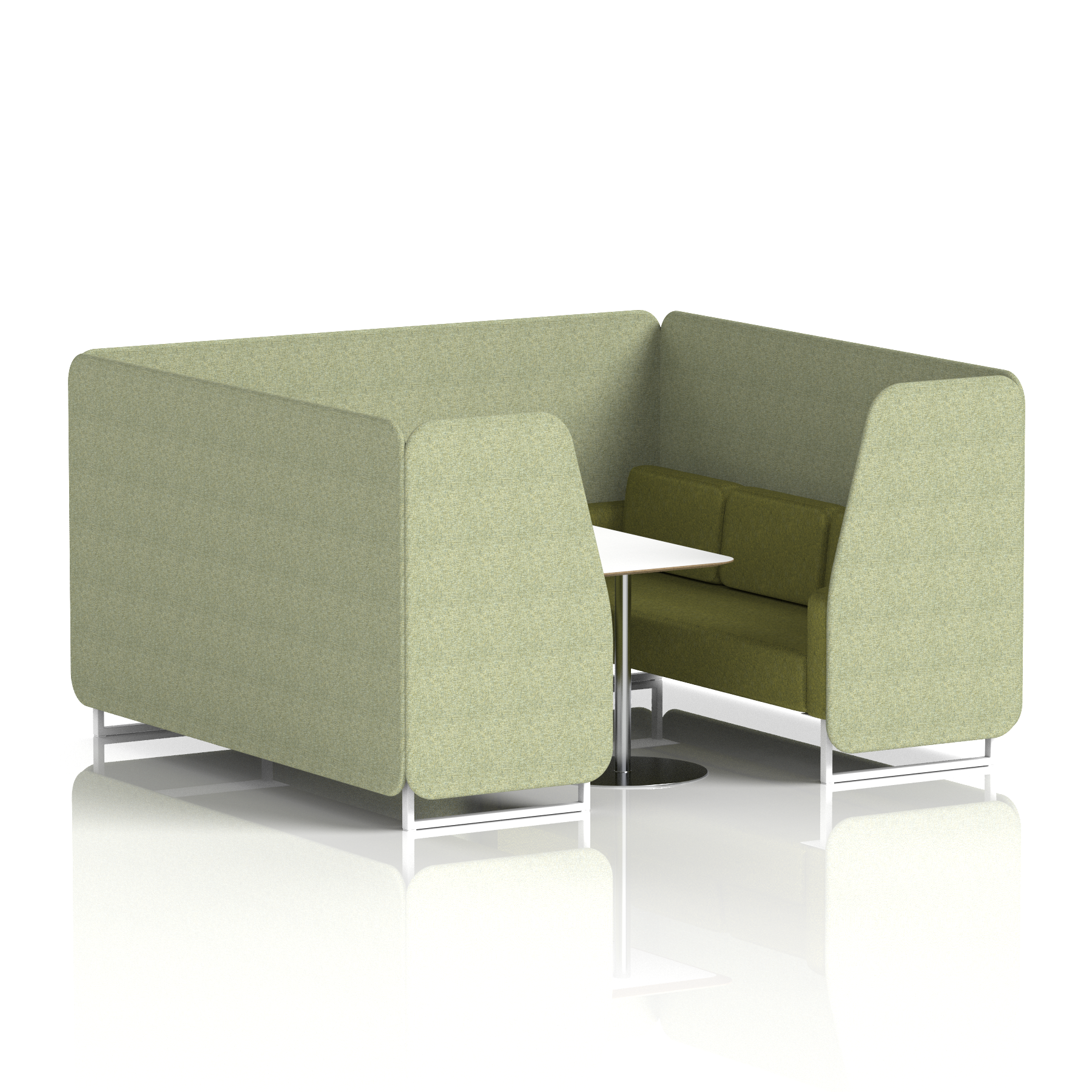 Brixworth Booth With White Legs And White Table In Two Tone 2 Seater Mix Panels And Partner Sofa Band 4 - Synergy