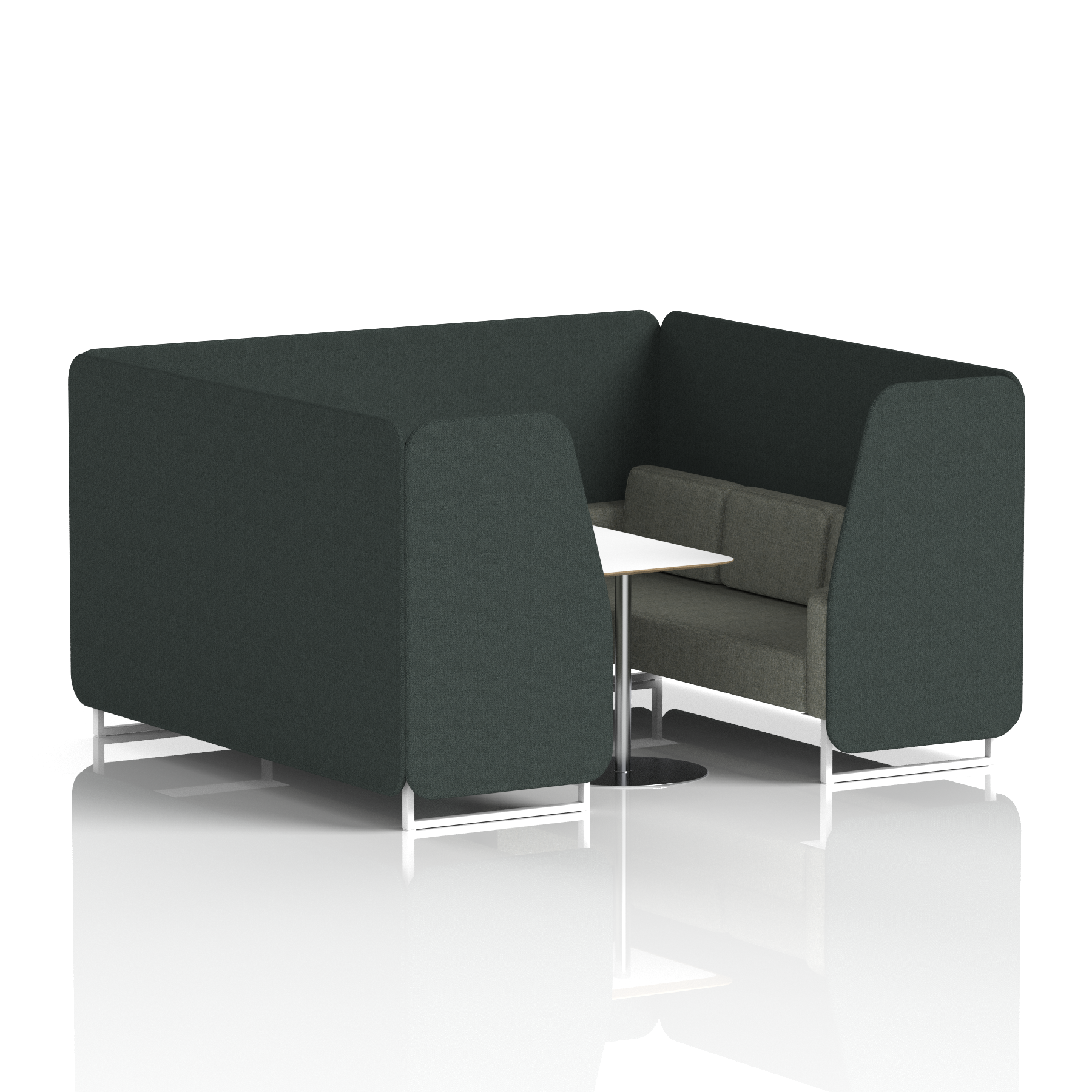 Brixworth Booth With White Legs And White Table In Two Tone 4 Seater Mix Panels And Partner Sofa Band 4 - Synergy