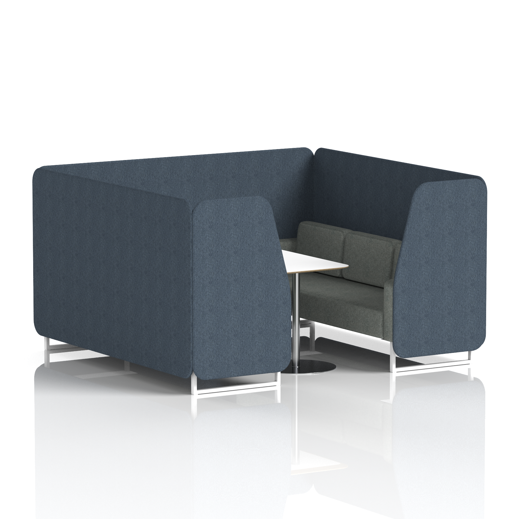Brixworth Booth With White Legs And White Table In Two Tone 6 Seater Mix Panels And Partner Sofa Band 4 - Synergy