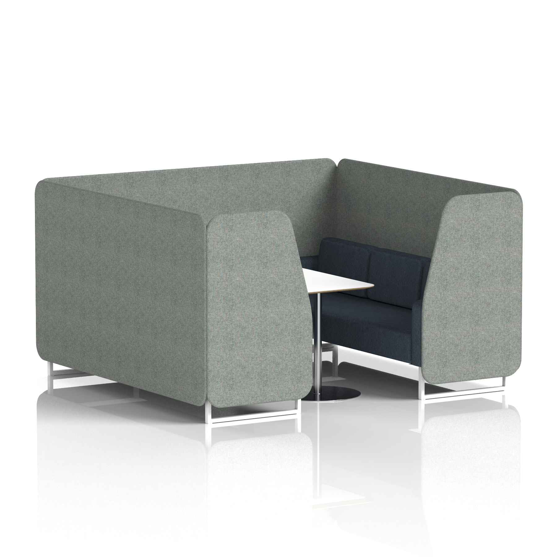 Brixworth Booth With White Legs And White Table In Two Tone 4 Seater Order Panels And Alike Sofa Band 4 - Synergy