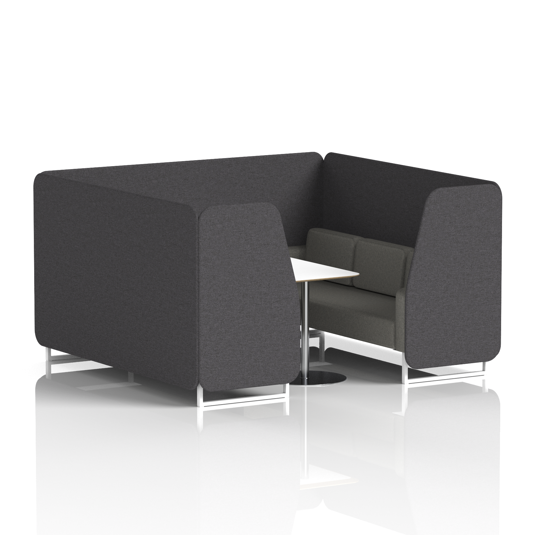 Brixworth Booth With White Legs And White Table In Two Tone 2 Seater Partner Panels And Mix Sofa Band 4 - Synergy