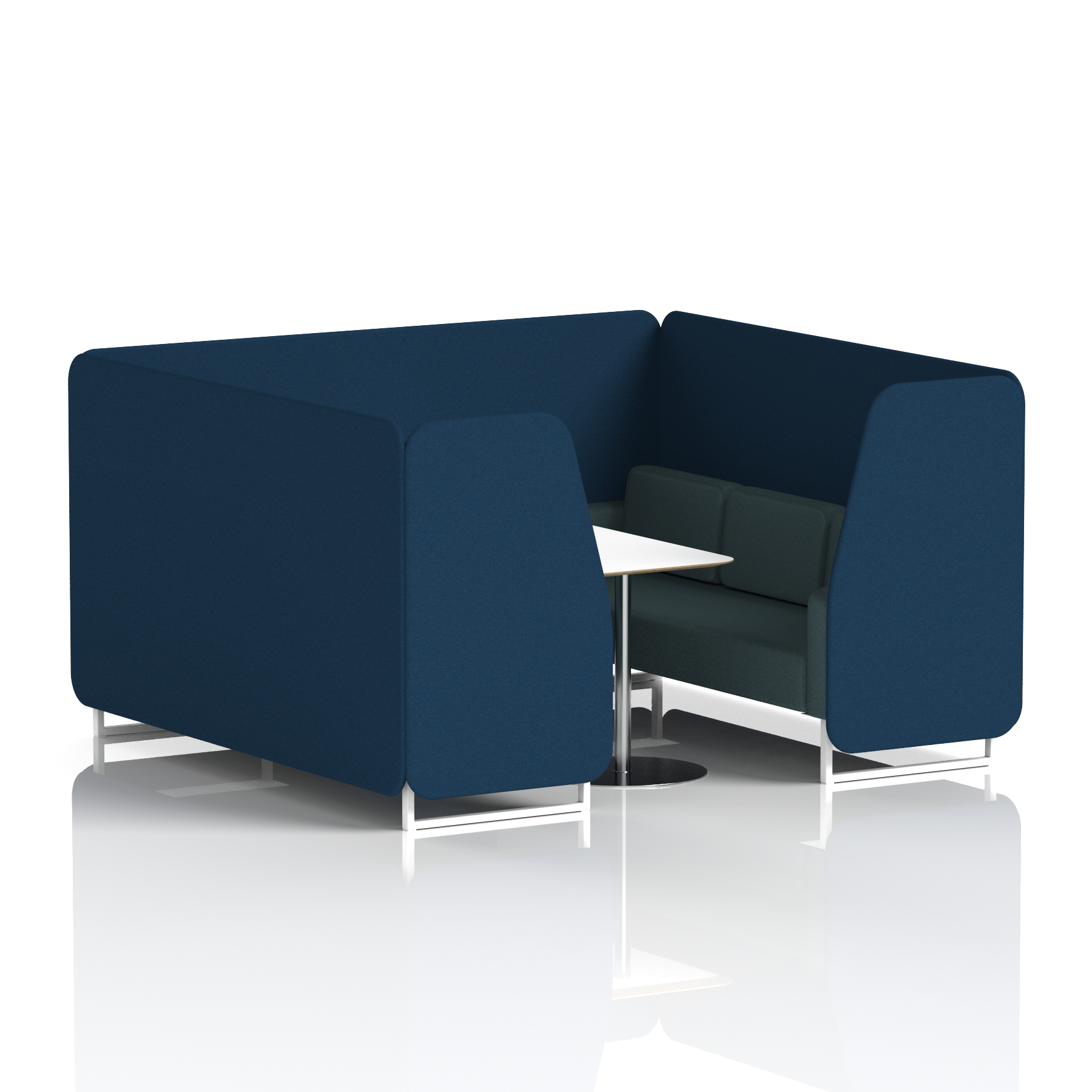 Brixworth Booth With White Legs And White Table In Two Tone 4 Seater Partner Panels And Mix Sofa Band 4 - Synergy