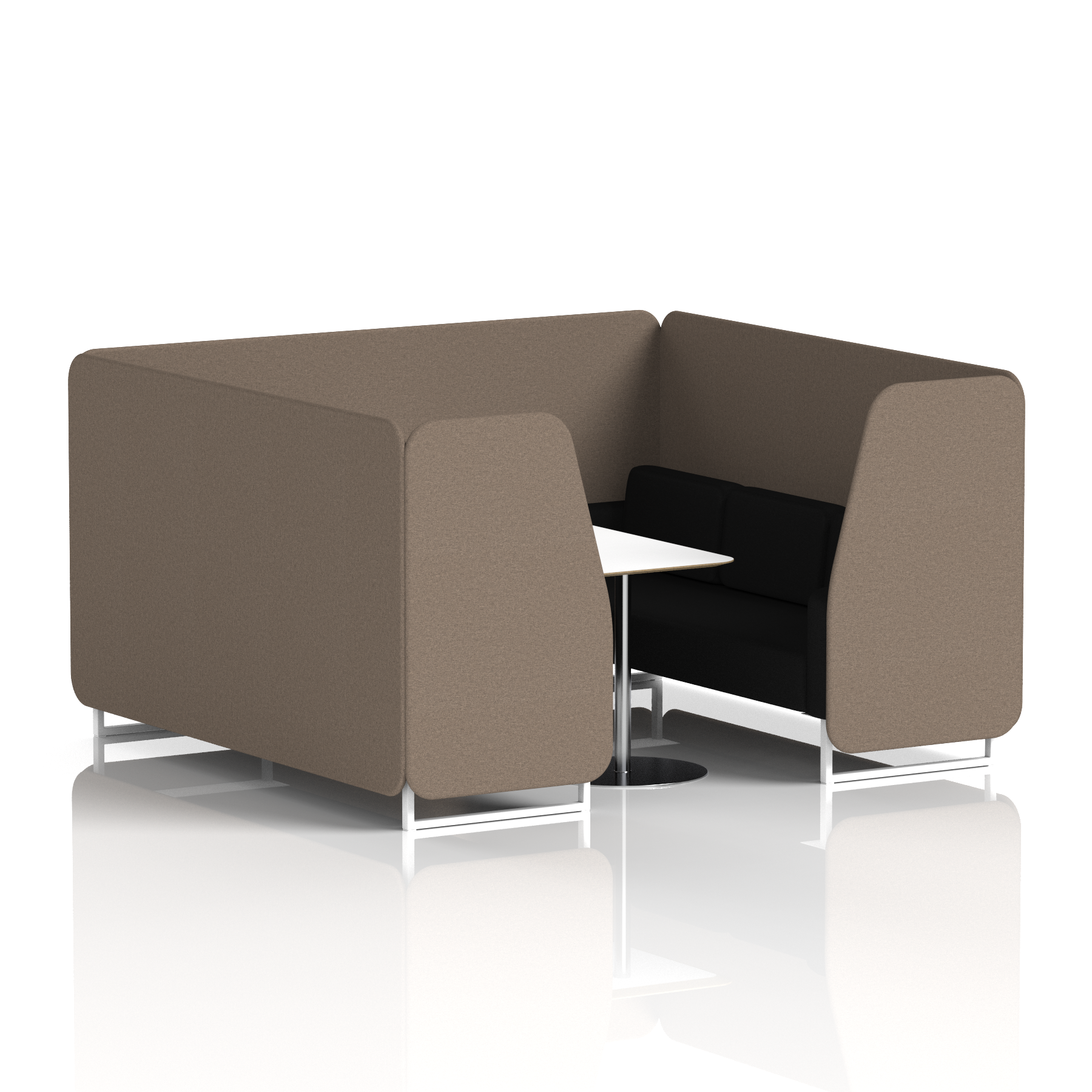 Brixworth Booth With White Legs And White Table In Two Tone 6 Seater Wed Panels And Affix Sofa Band 4 - Synergy