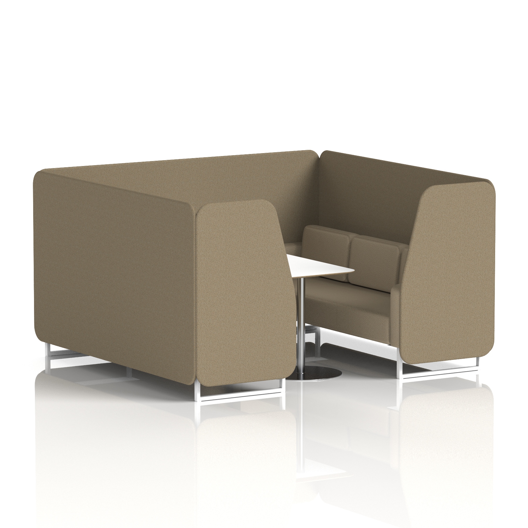 Brixworth Booth With White Legs And White Table In Two Tone 2 Seater Handa Panels And Uto Sofa Band 5 - Sumi