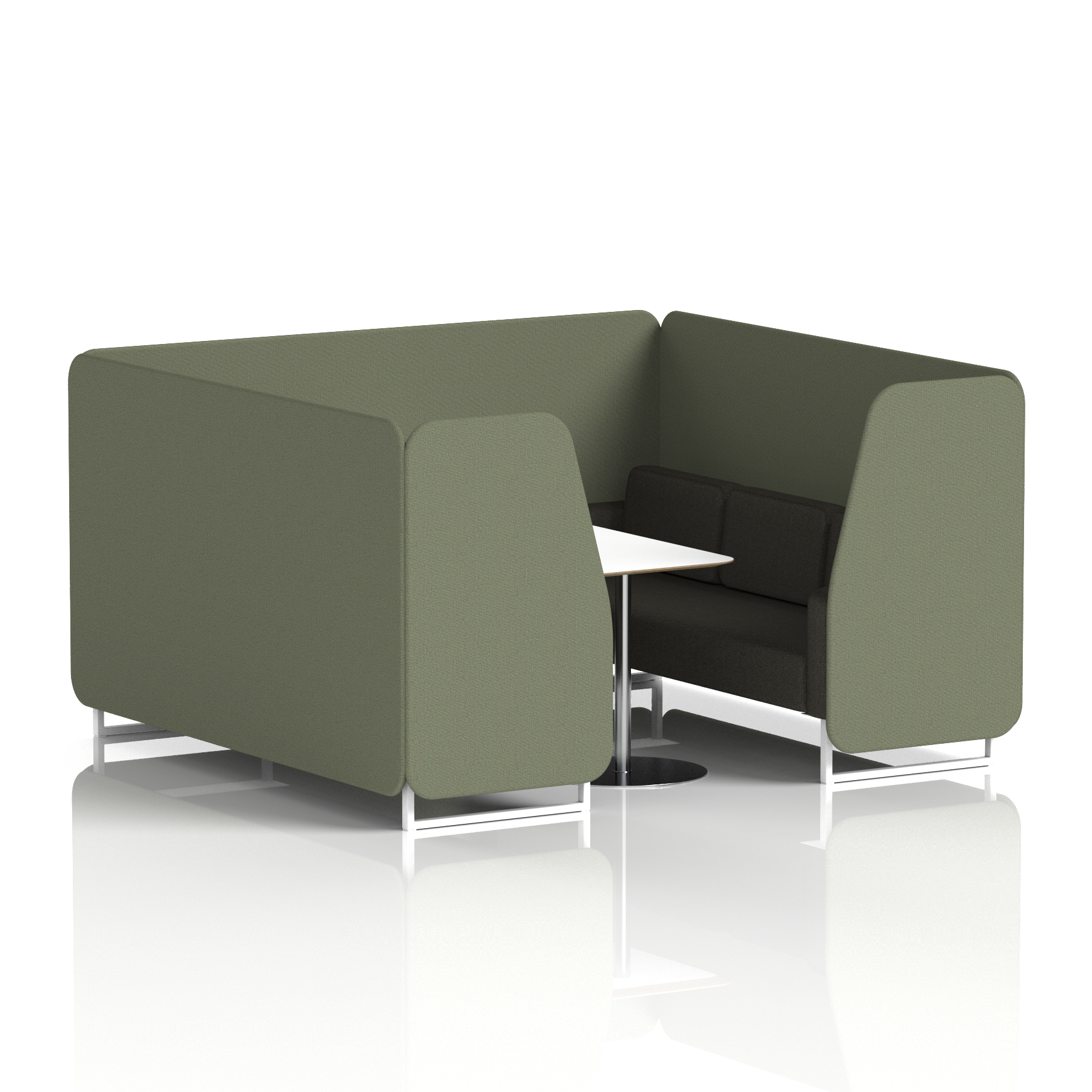 Brixworth Booth With White Legs And White Table In Two Tone 4 Seater Handa Panels And Uto Sofa Band 5 - Sumi