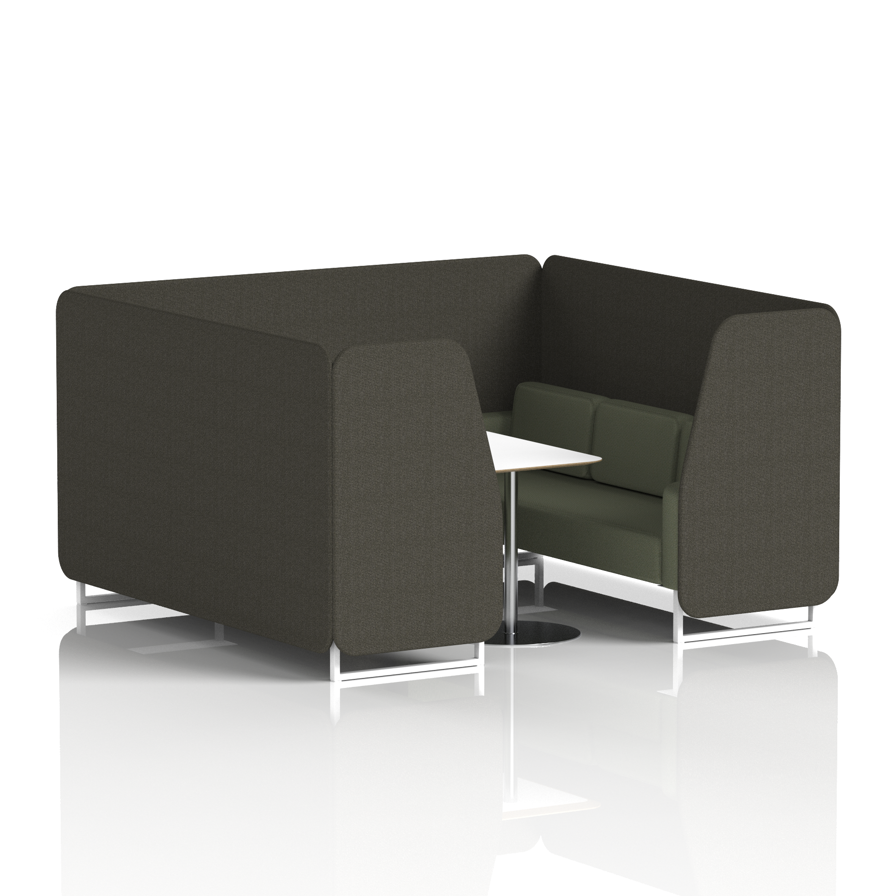 Brixworth Booth With White Legs And White Table In Two Tone 2 Seater Kobe Panels And Tokyo Sofa Band 5 - Sumi