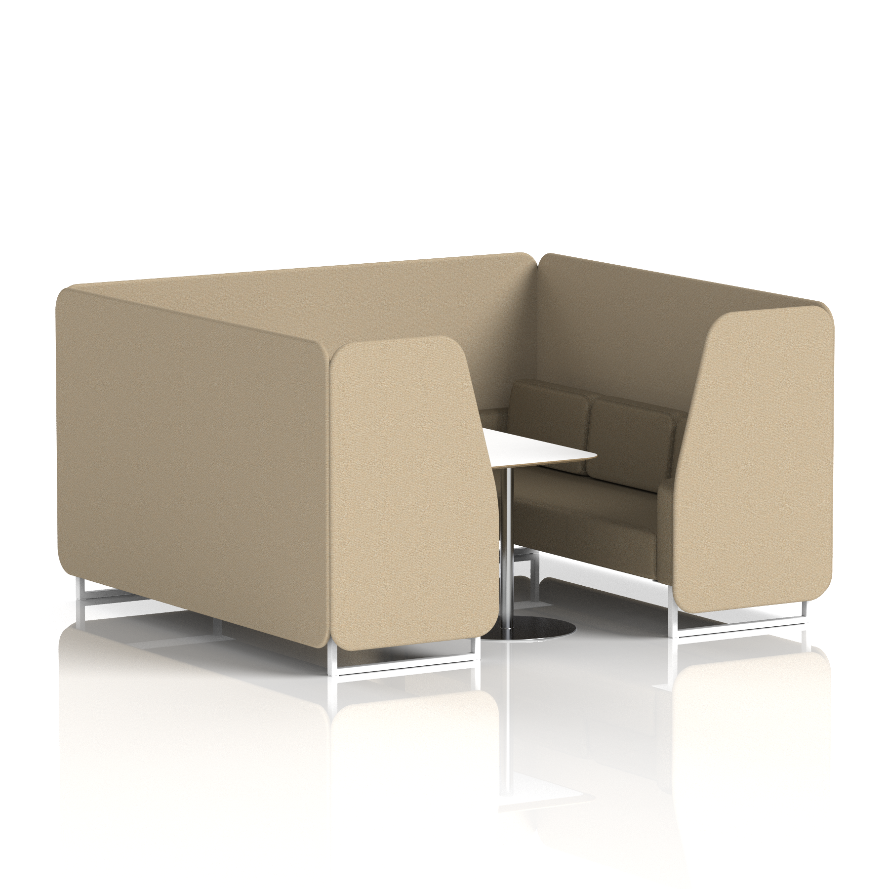 Brixworth Booth With White Legs And White Table In Two Tone 4 Seater Kobe Panels And Tokyo Sofa Band 5 - Sumi
